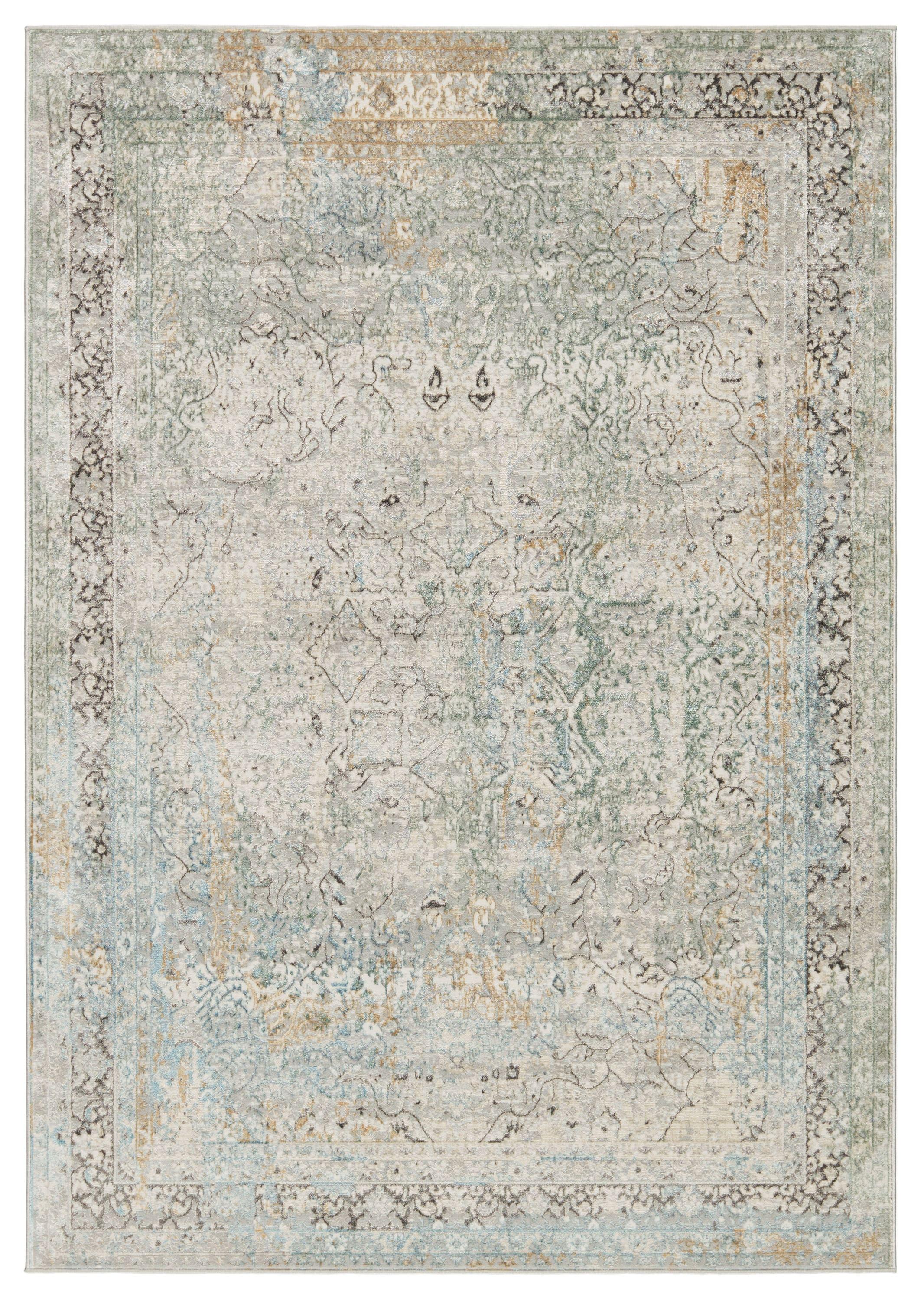 Jaipur Living Melo 9 x 12 (ft) Loomed Polyester Green/Light Gray Rectangular Indoor Medallion Global Area rug