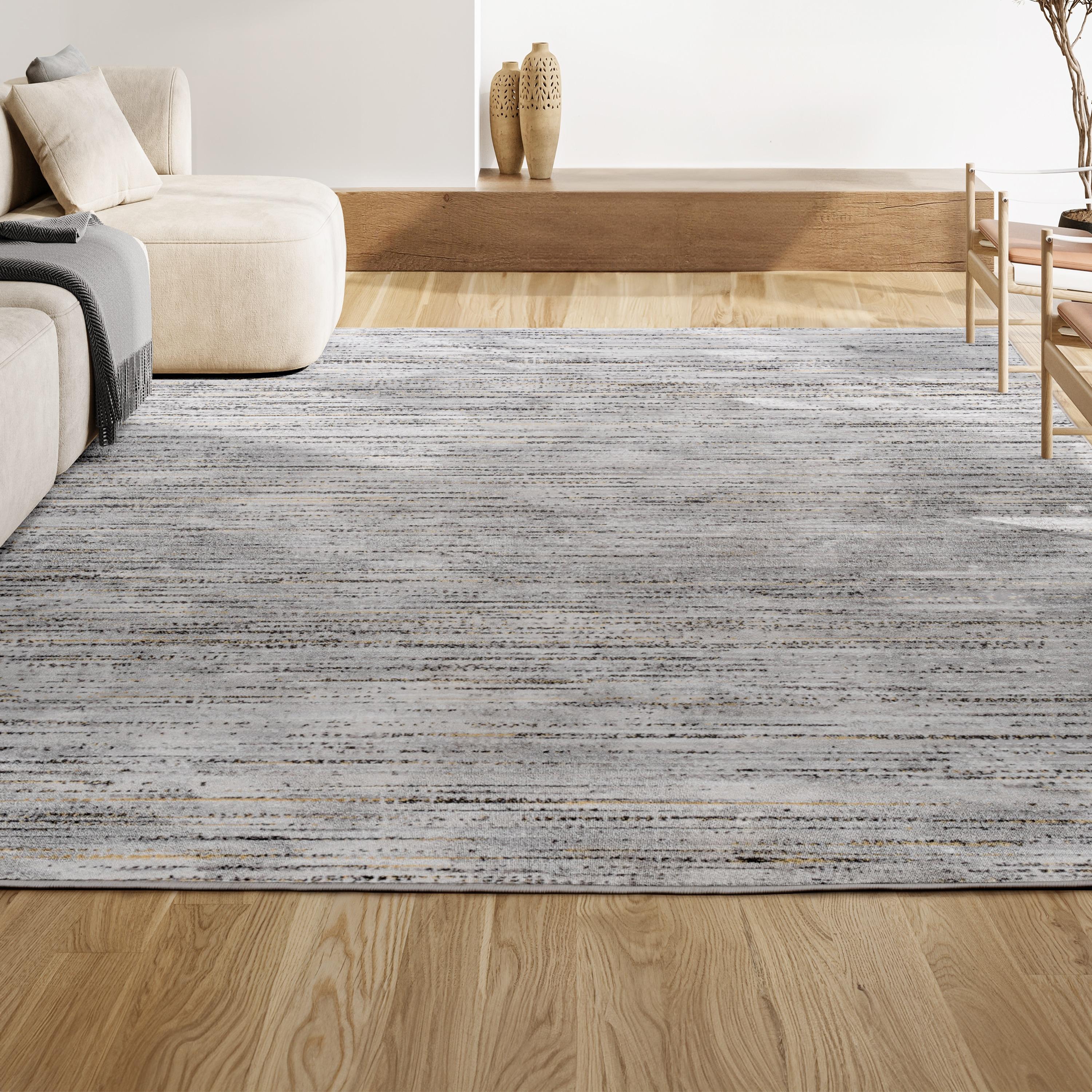 5'x8' Loom Modern Strie'  Area Rug, Gray/Black - JONATHAN Y