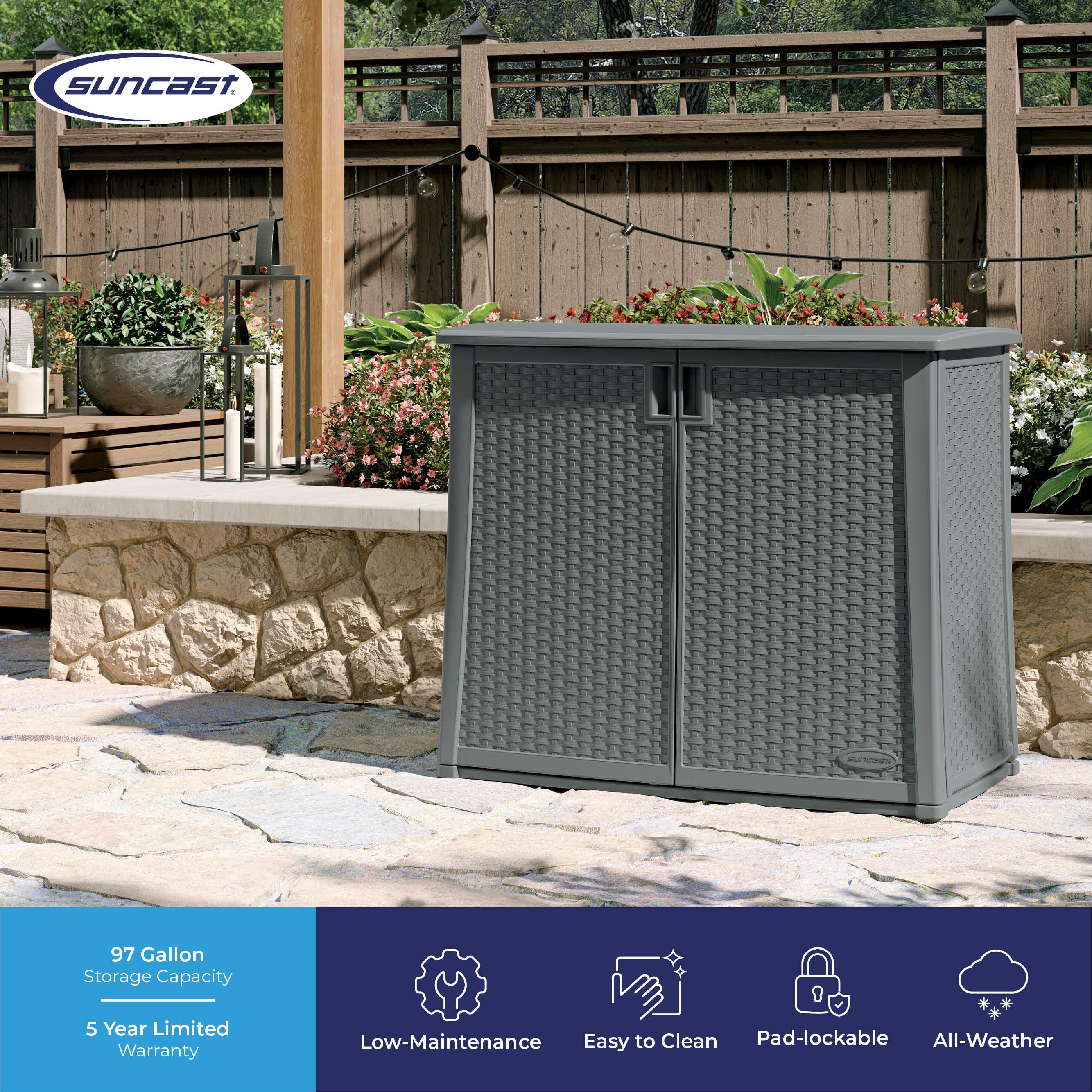 Suncast Suncast 97 Gallon Resin Lockable Cabinet Deck Box in Gray
