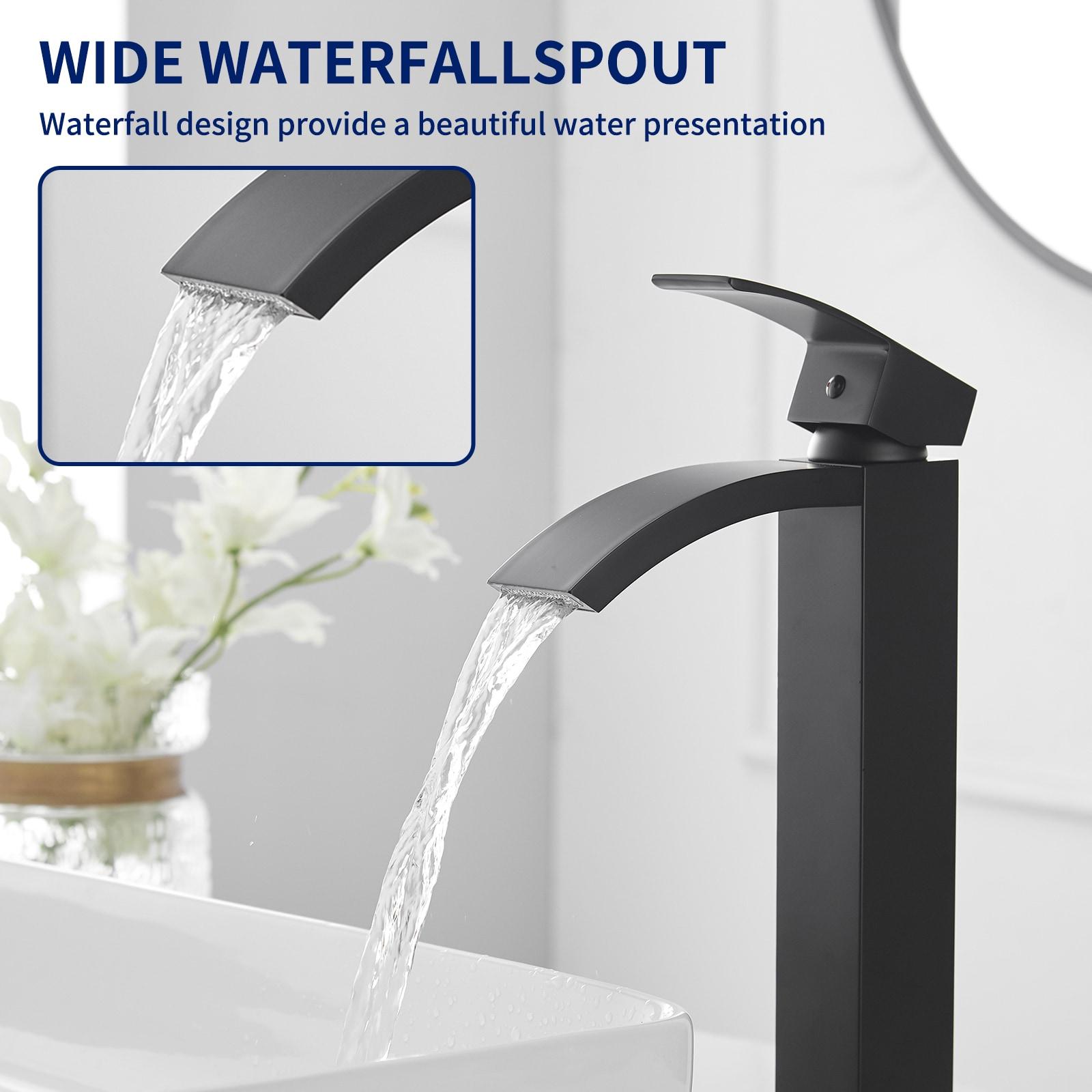 BWE Single Hole Single Handle High Arc Bath Faucet With Pop Up Drain Without Overflow