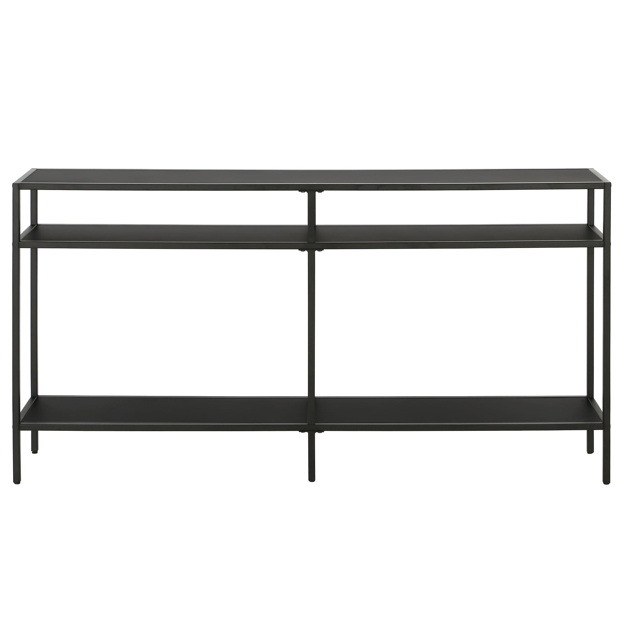 55" Black Bronze Console Table with Metal Shelves - Henn&Hart