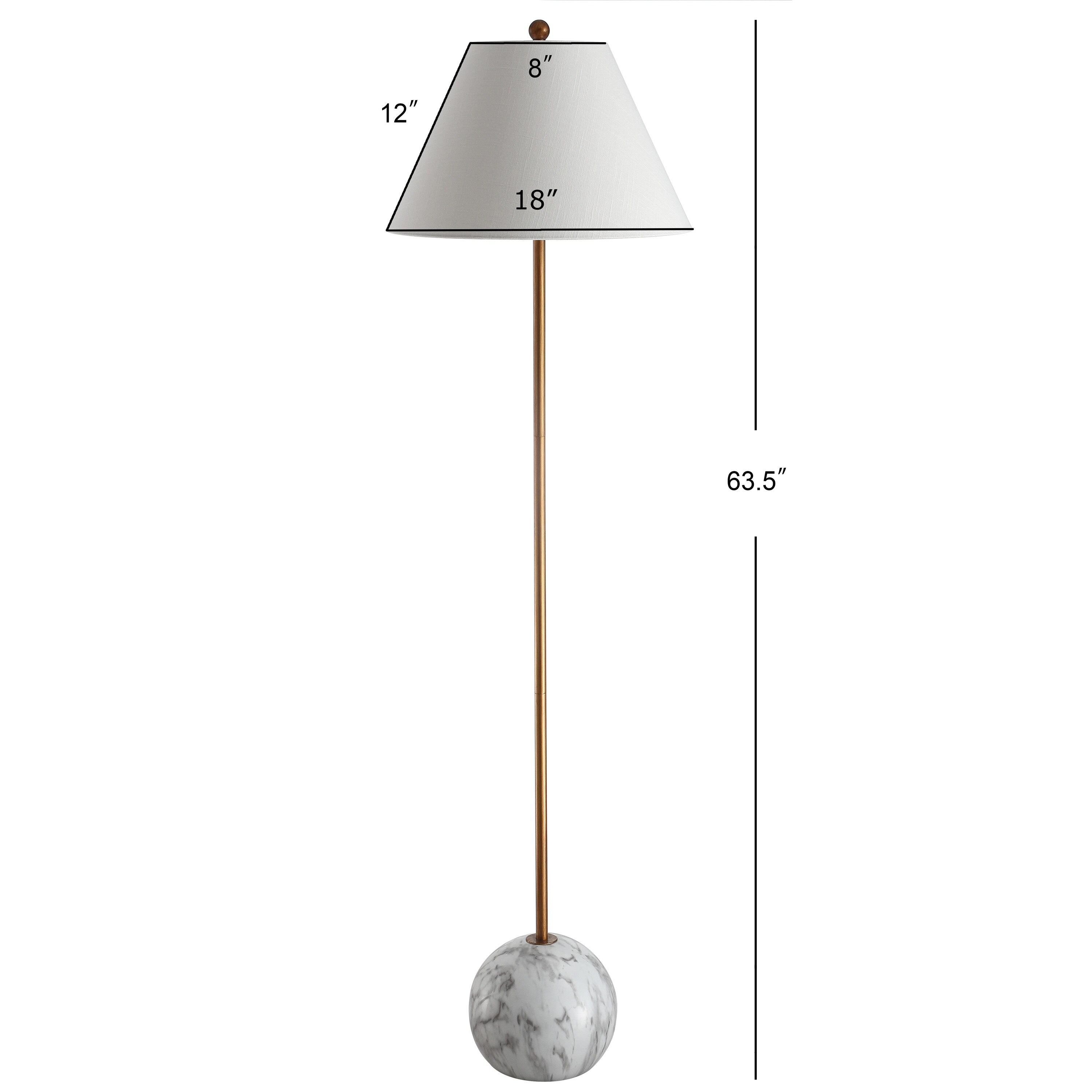 Miami 63.5" Minimalist Resin/Metal LED Floor Lamp, Gold/White by JONATHAN Y