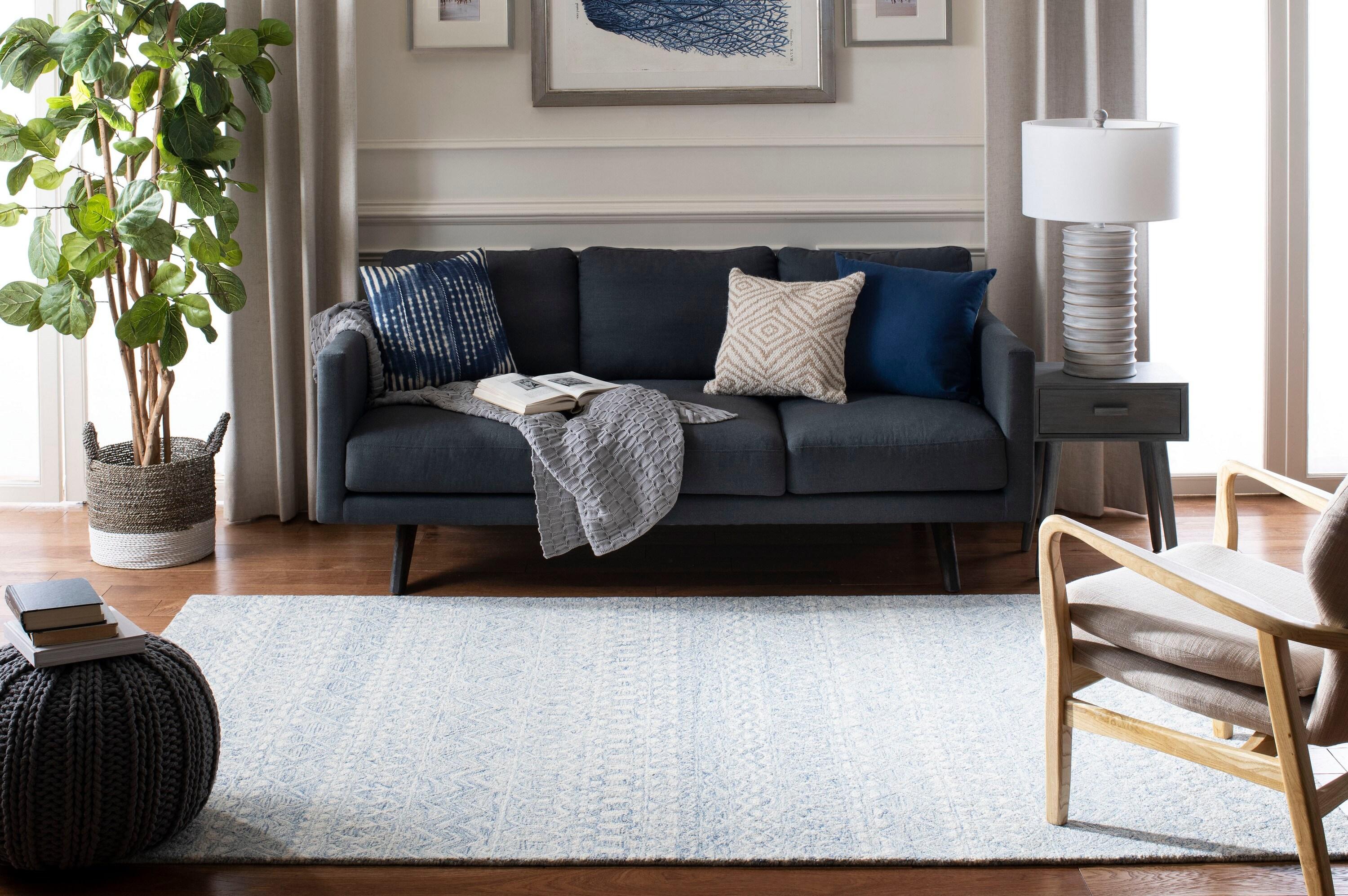 Micro-Loop MLP502 Hand Tufted Indoor Area Rug - Blue/Ivory - 4'x6' - Safavieh