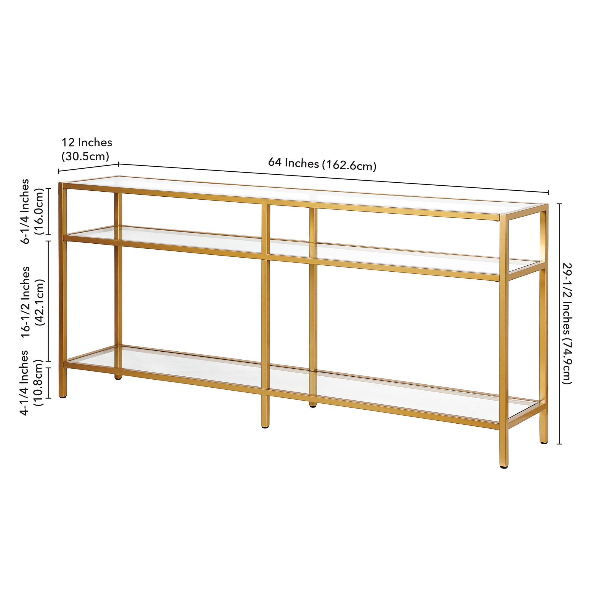 Evelyn&Zoe Sivil 64" Wide Rectangular Console Table, Brass