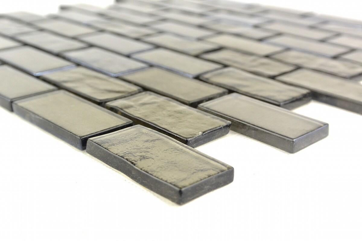 Abolos Landscape 1 in. x 2 in. Translucent Glass Plastic Face Mounted Brick Mosaic Designer Pool Tile