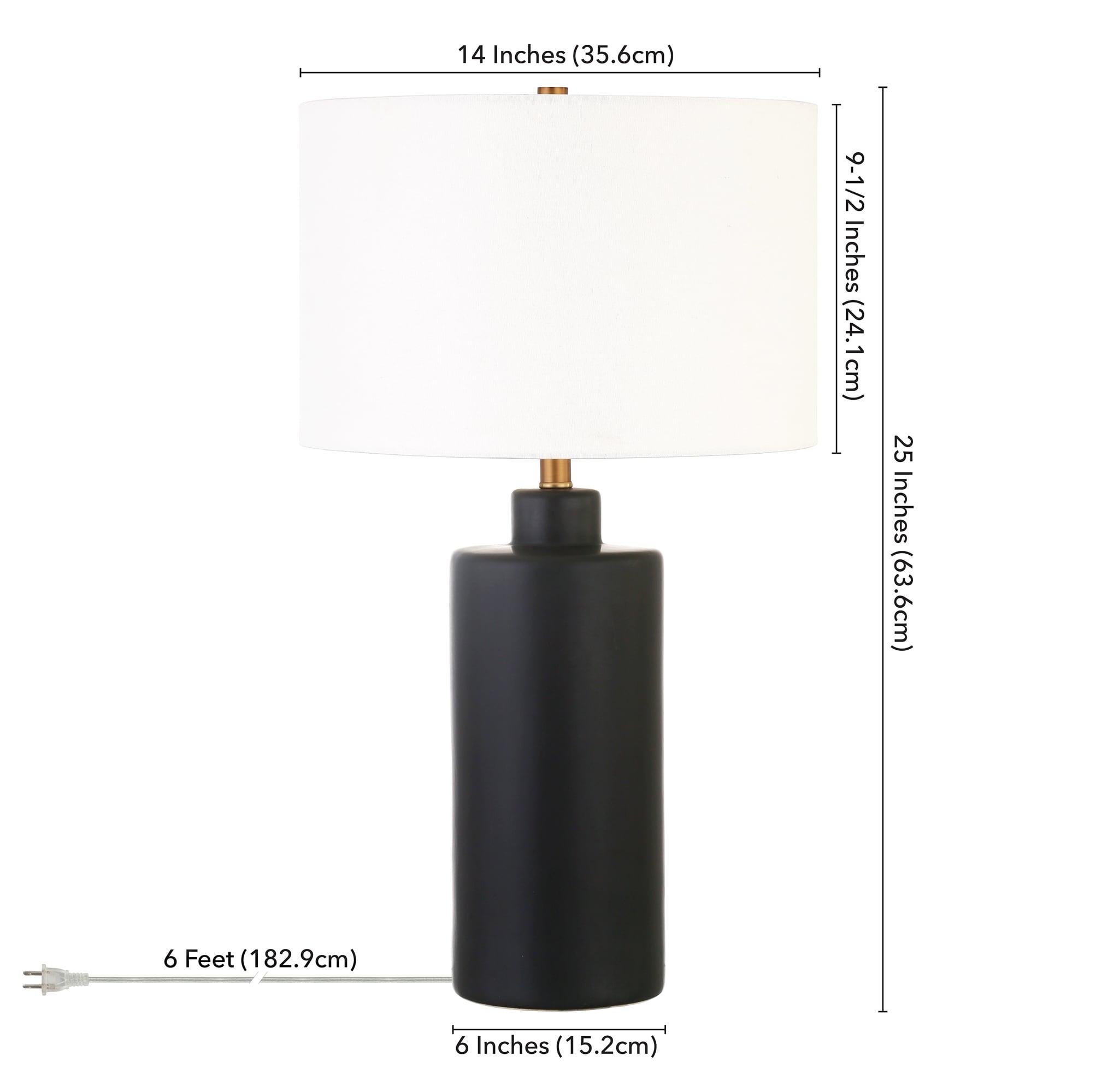 Evelyn&Zoe 25" Contemporary Ceramic Table Lamp with White Drum Linen Shade