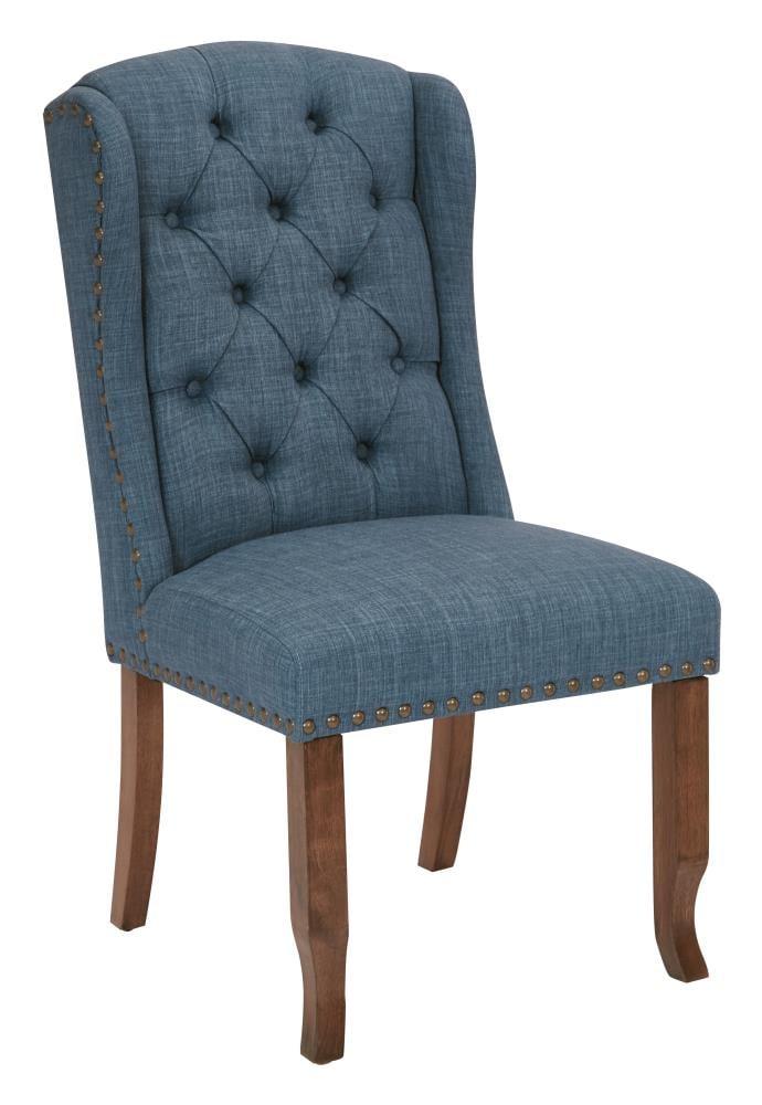 Jessica Tufted Wingback Dining Chair Navy - OSP Home Furnishings: Polyester Upholstery, Nailhead Trim, Solid Wood Legs
