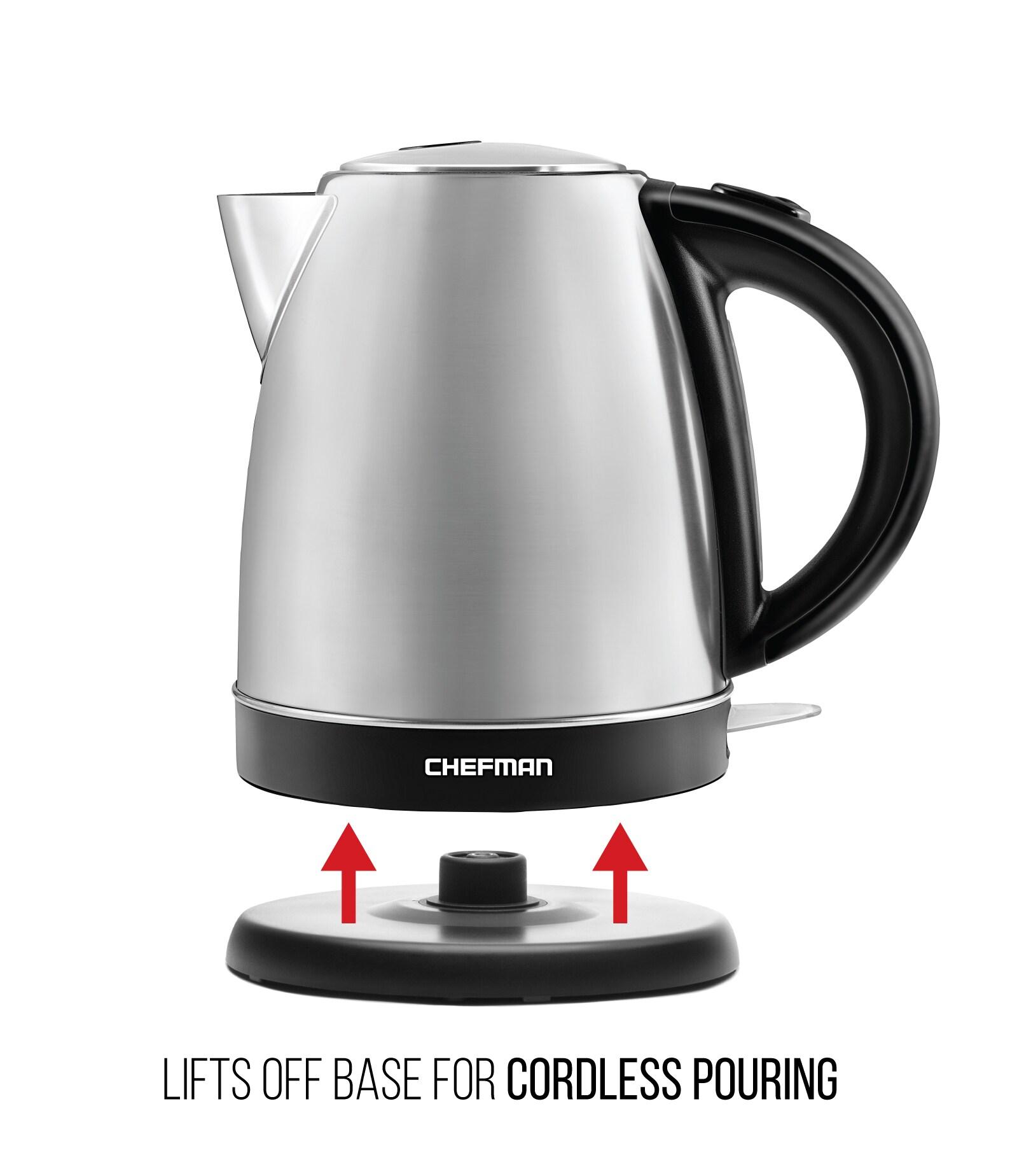 Chefman Rapid Boil 1.7L Electric Kettle w/ Swivel Base, Auto Shut Off - Stainless Steel
