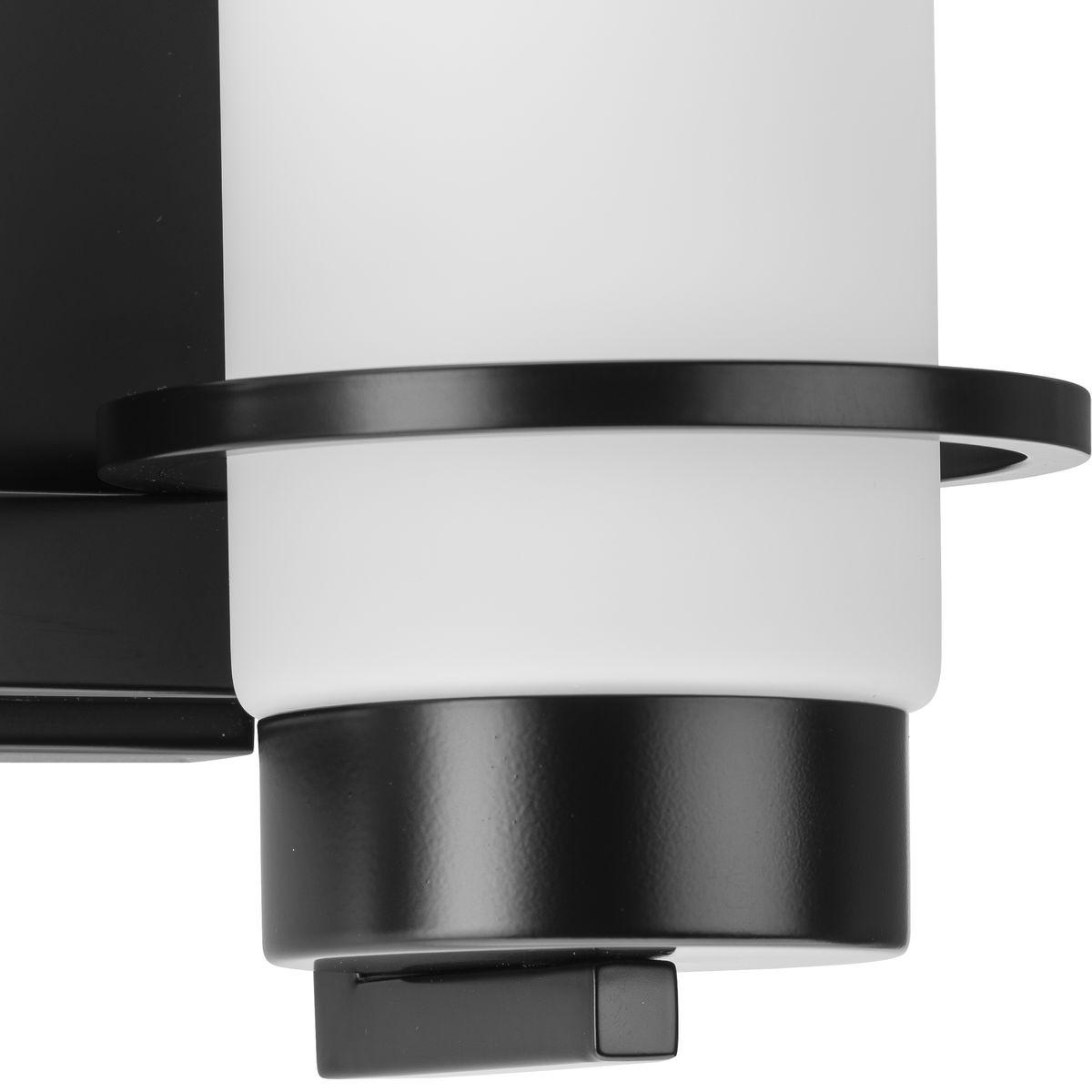 Progress Lighting Reiss Collection 2-Light Vanity Light in Matte Black with White Glass Shade