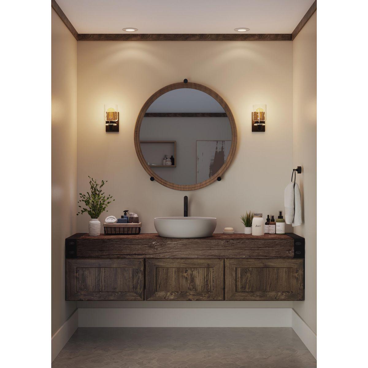 Progress Lighting Calhoun 1-Light Bath & Vanity, Steel, Antique Bronze, Clear Glass Shade