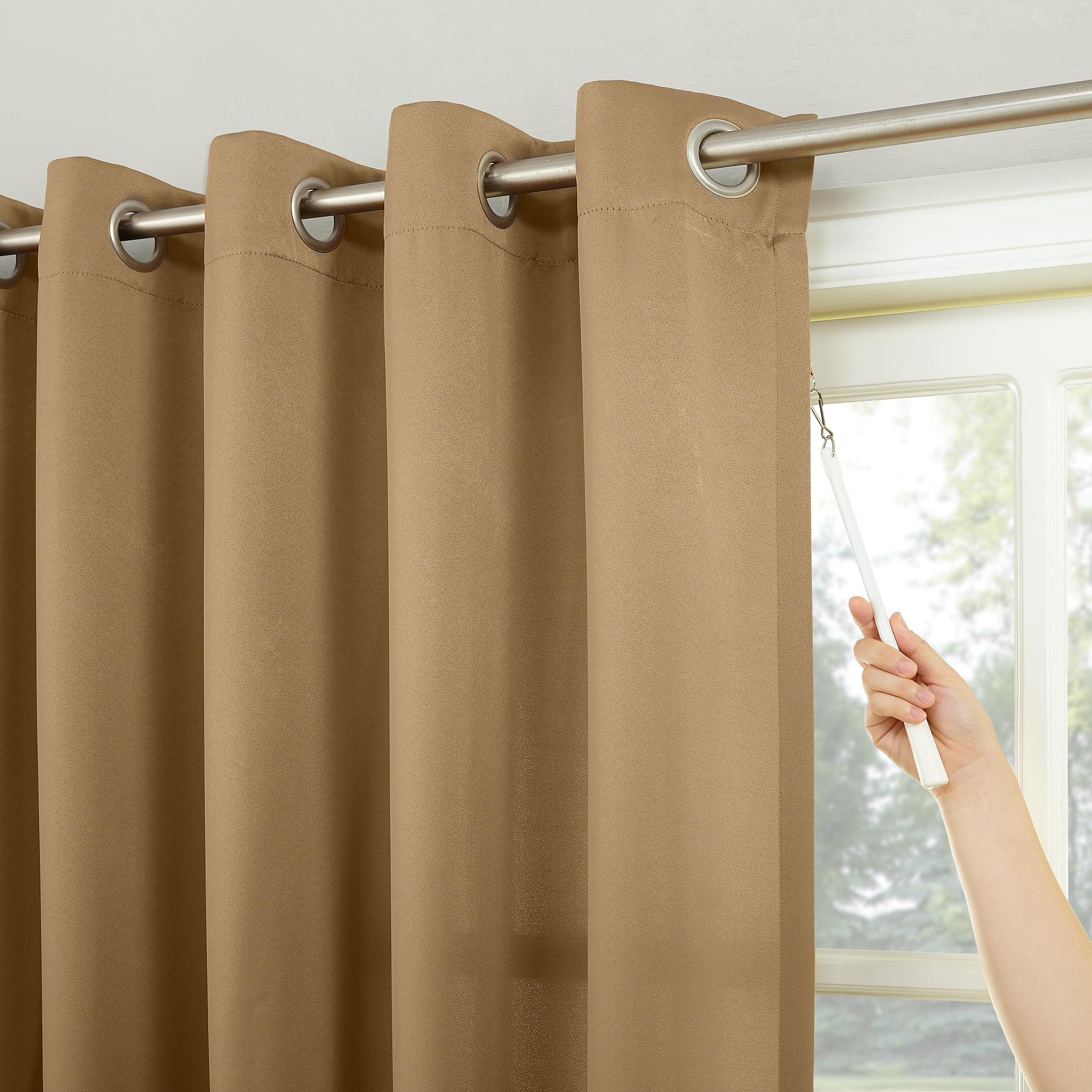 Sun Zero Bartlett Grommet Room Darkening Extra Wide Patio Curtain Panel, 100"X84", Taupe