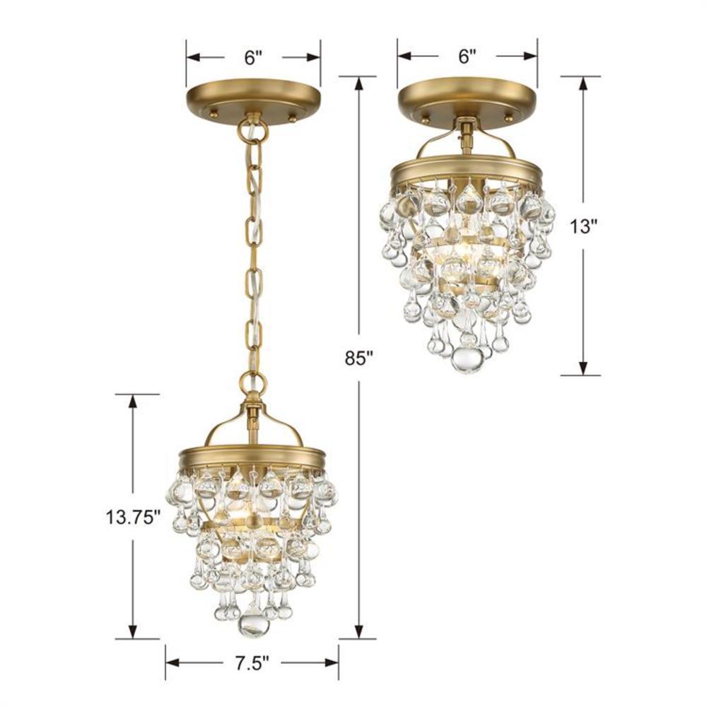 Crystorama Lighting Calypso 1 - Light Pendant in  Vibrant Gold