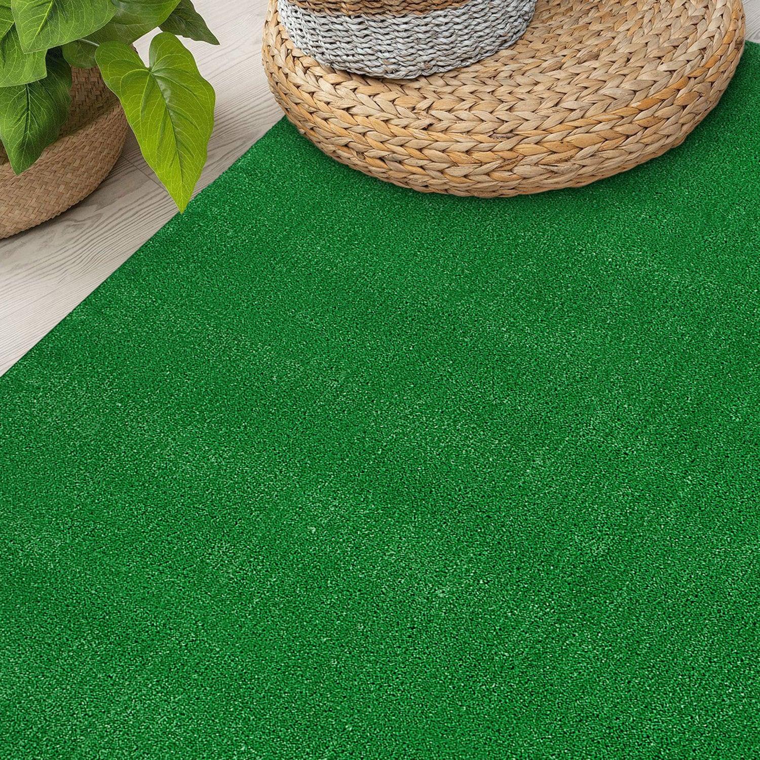 World Rug Gallery Artificial Turf Solid Grass Indoor Outdoor Area Rug - GREEN 5'x7'