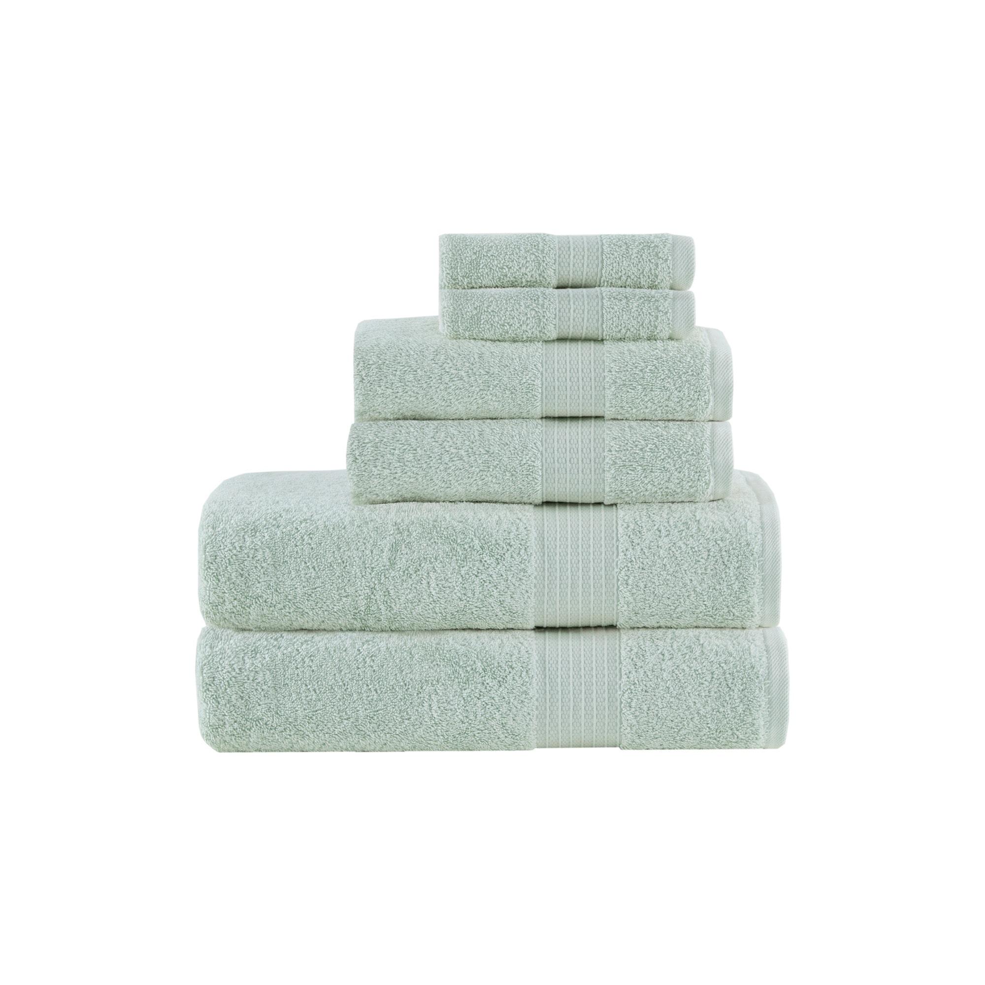 6pc Organic Cotton Bath Towel Set Seafoam: Madison Park, Luxury Terry, Heavyweight GSM, OEKO-TEX Certified