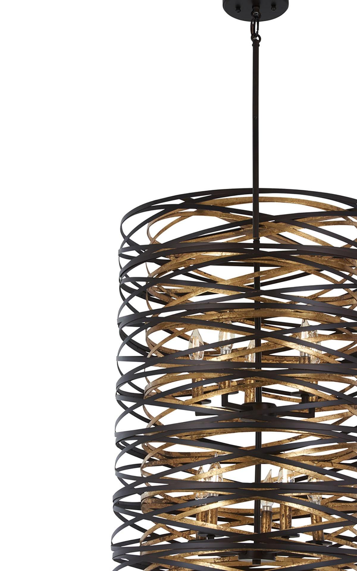 Minka Lavery Vortic Flow 21" Wide Dark Bronze and Gold 10-Light Pendant