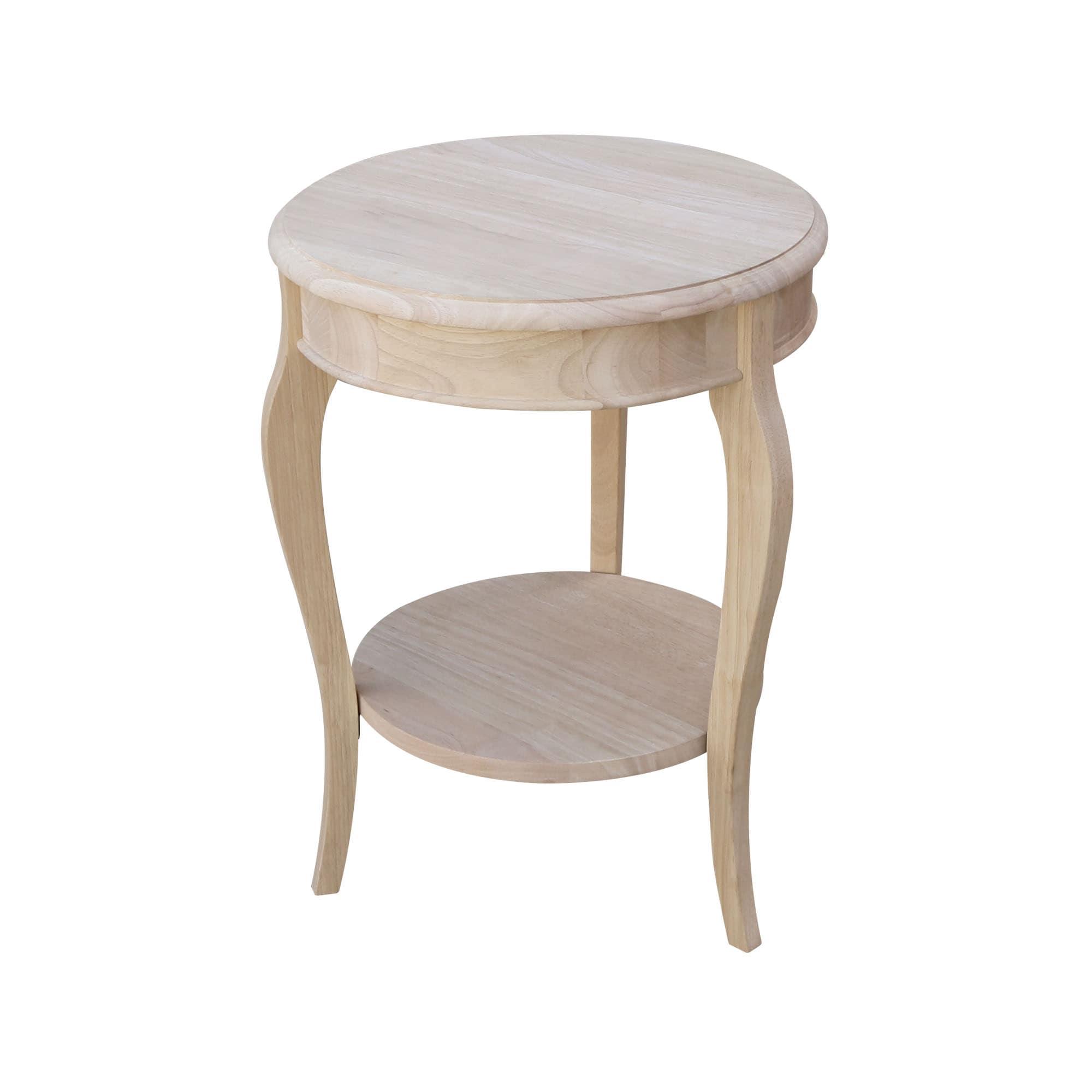 Cambria Solid Wood End Table Unfinished - International Concepts: Transitional Farmhouse Accent, Spot Clean