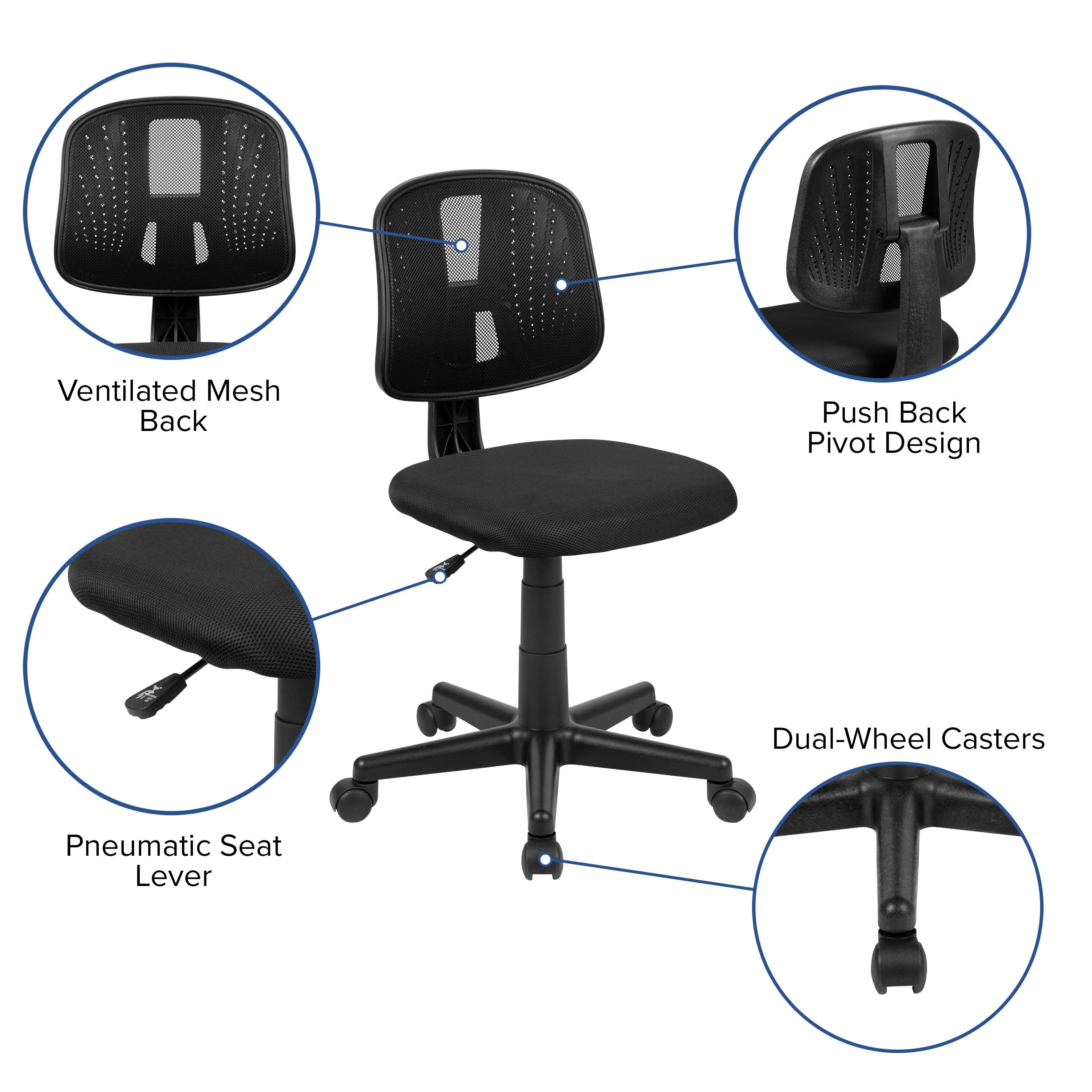 Flash Furniture Flash Fundamentals Mid-Back Black Mesh Swivel Task Office Chair with Pivot Back, BIFMA Certified