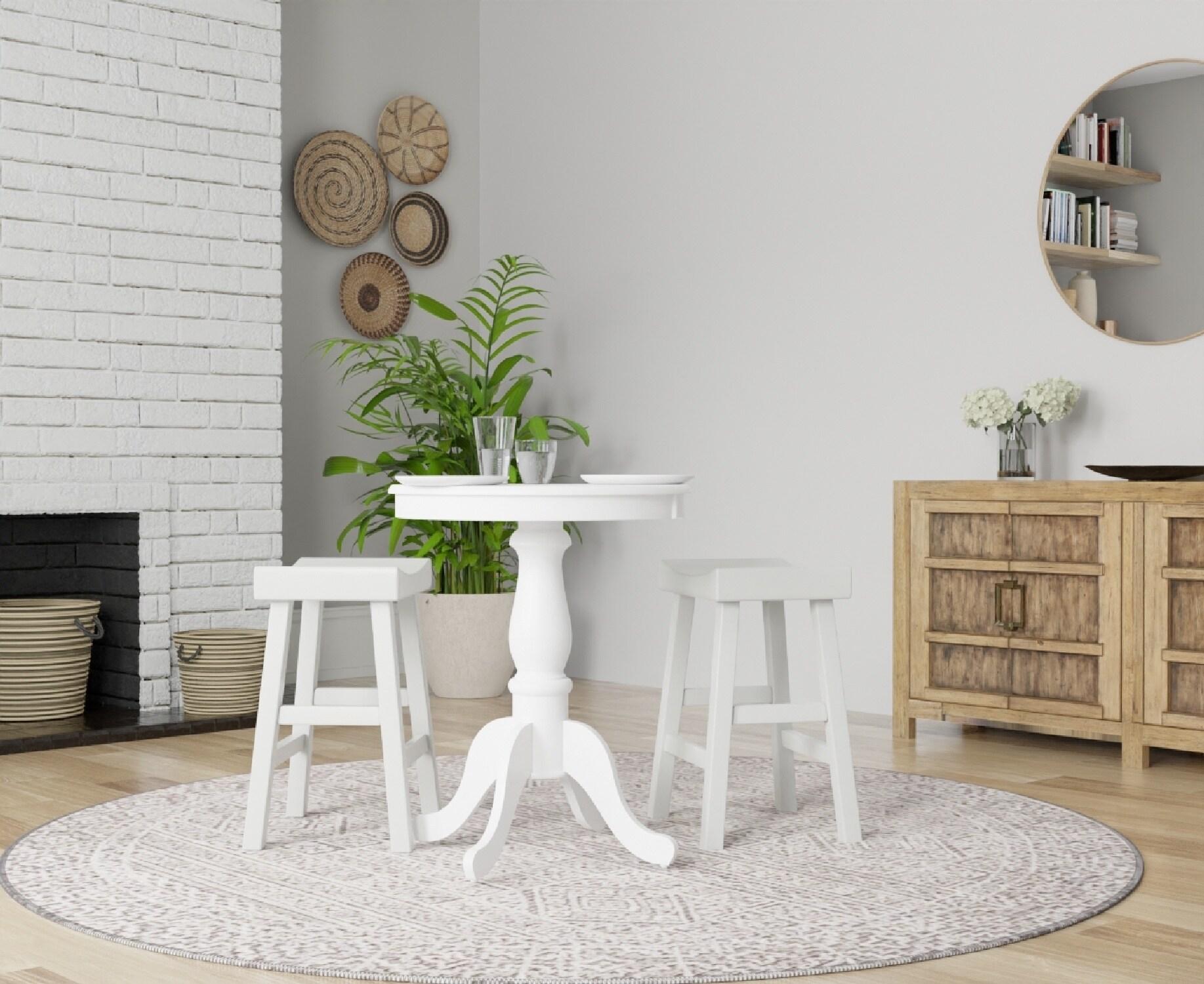 Carolina Living 30" Salem Round Pedestal Bar Table White: 36" High, MDF & Wood Veneer, Mid-Century Modern