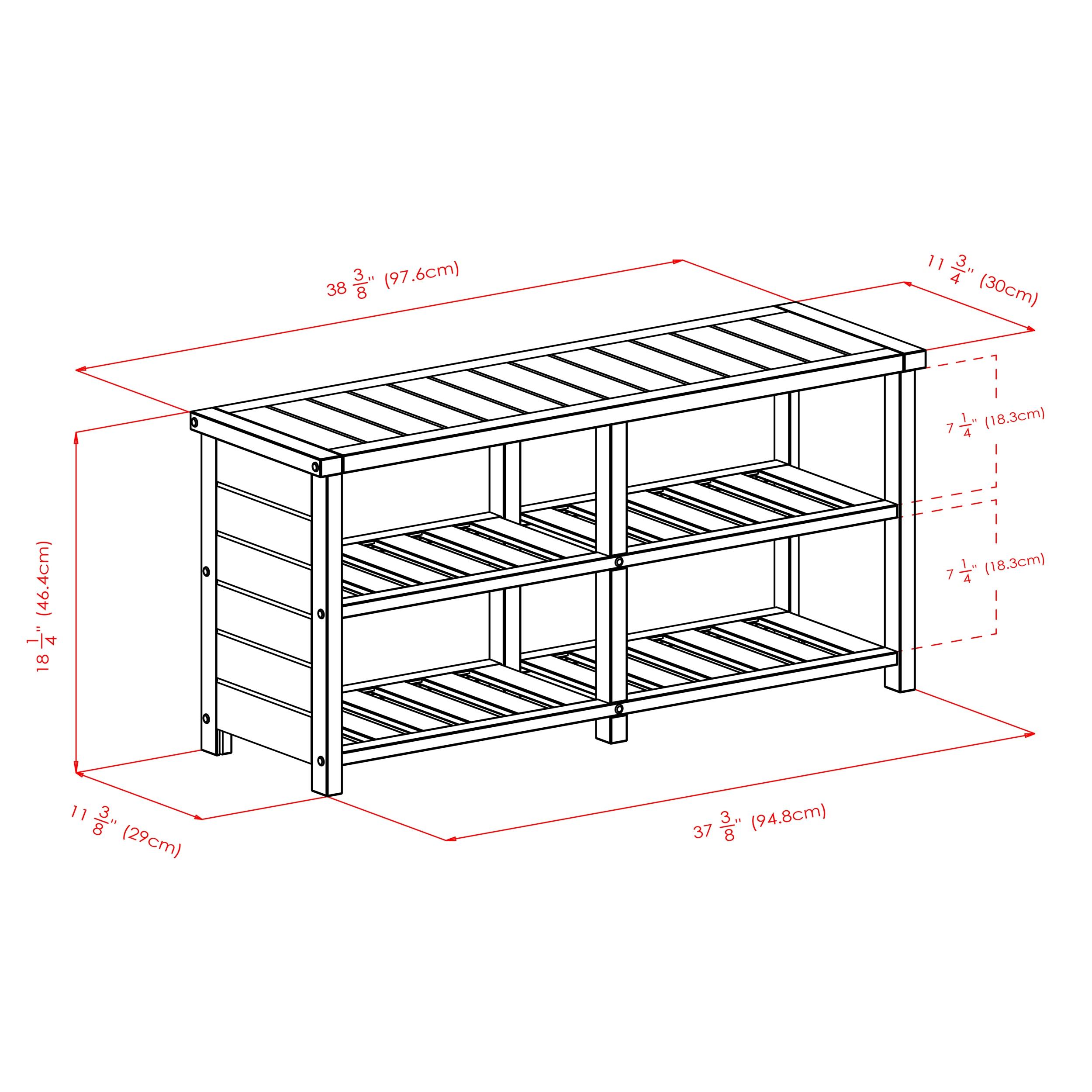 Keystone Entry Teak Shoe Bench - Winsome: Solid Wood Storage Organizer, 8-Pair Capacity, 200 lbs Load