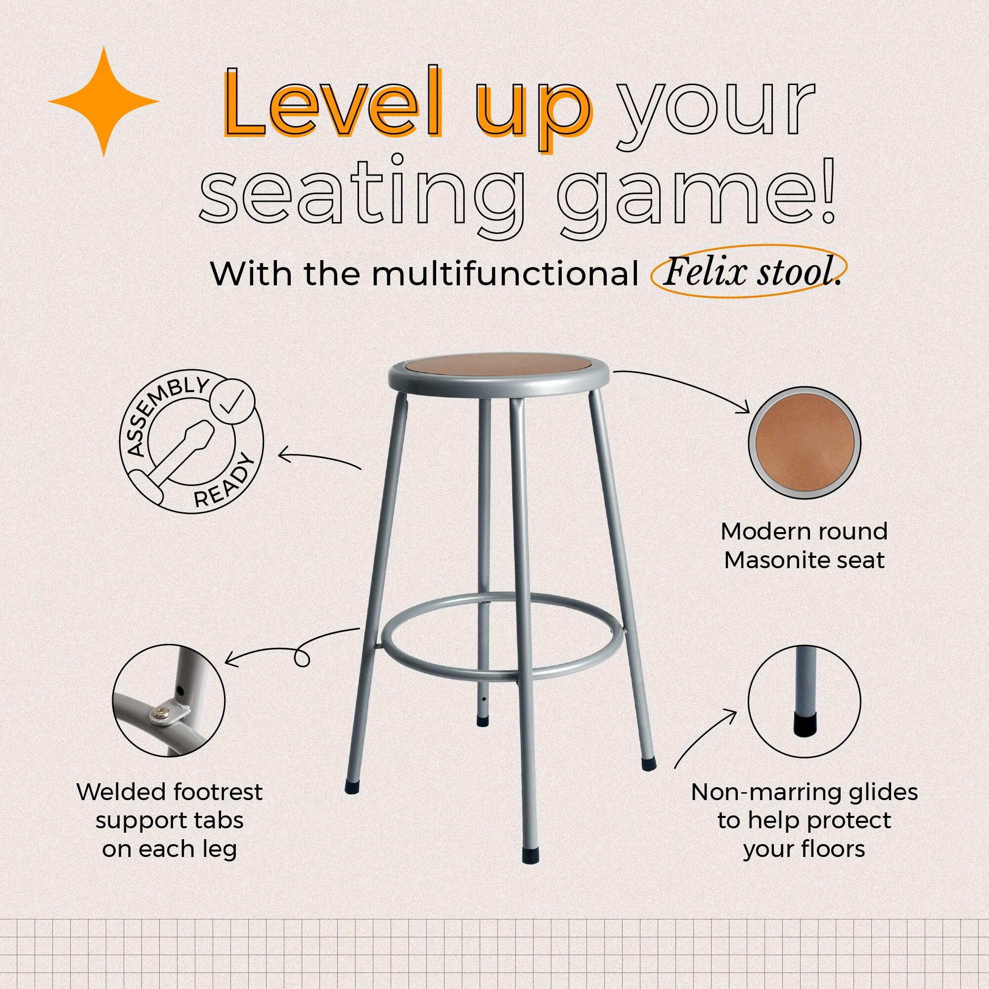 Hampden Furnishings Felix Steel Stool, Assembly Ready