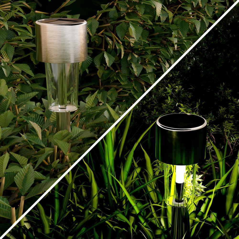 Nature Spring Solar Path Lights With Rechargeable Batteries - 12.2", Set of 12, Silver