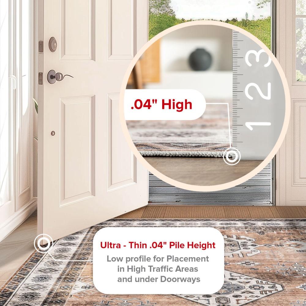 Nuloom Evelina Medallion 6x9 Spill Proof Machine Washable Indoor Area Rug for Living Room Bedroom Dining Room Kitchen, Light Orange/Ivory