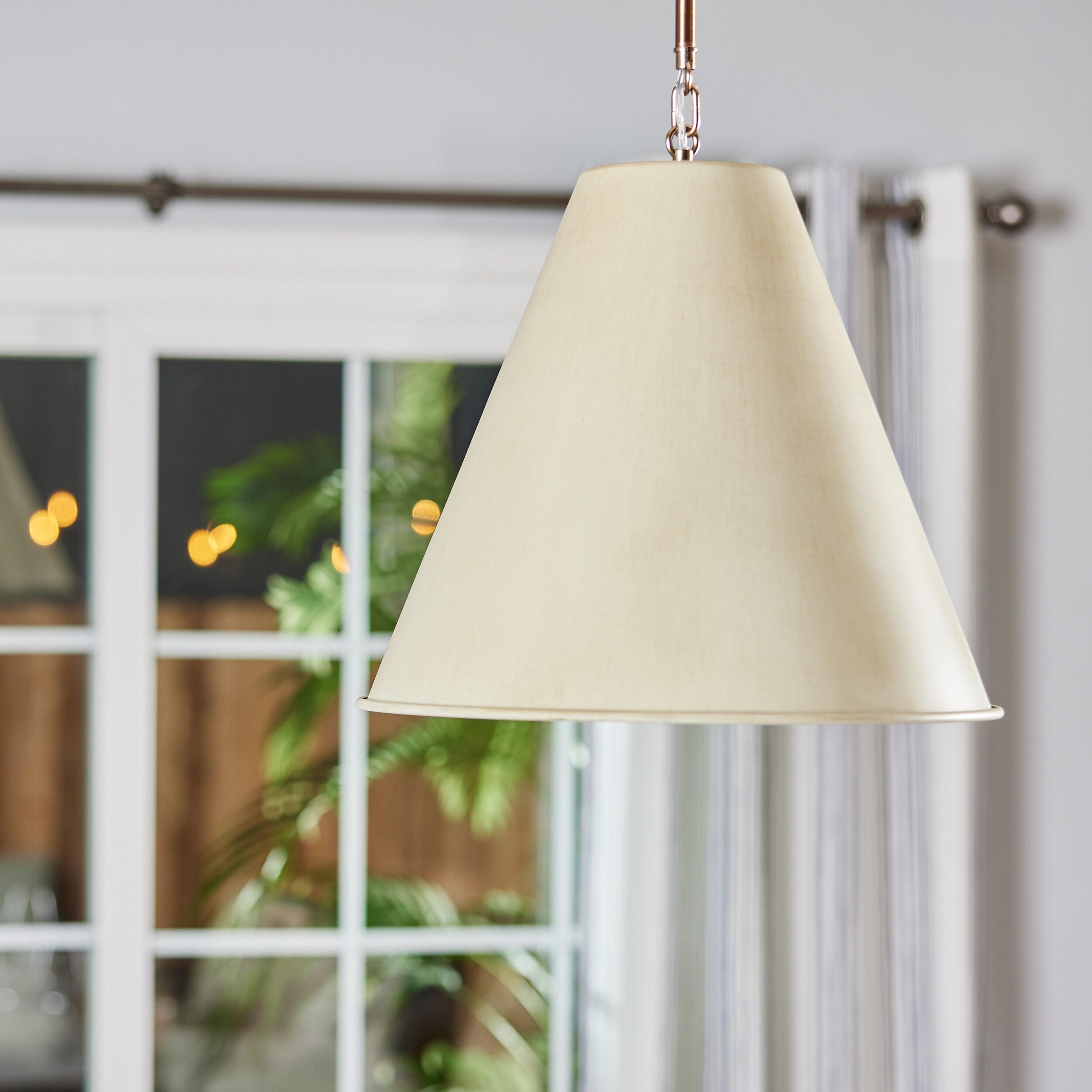 Elegant Gordon Small Pendant in Antique White and Satin Bronze