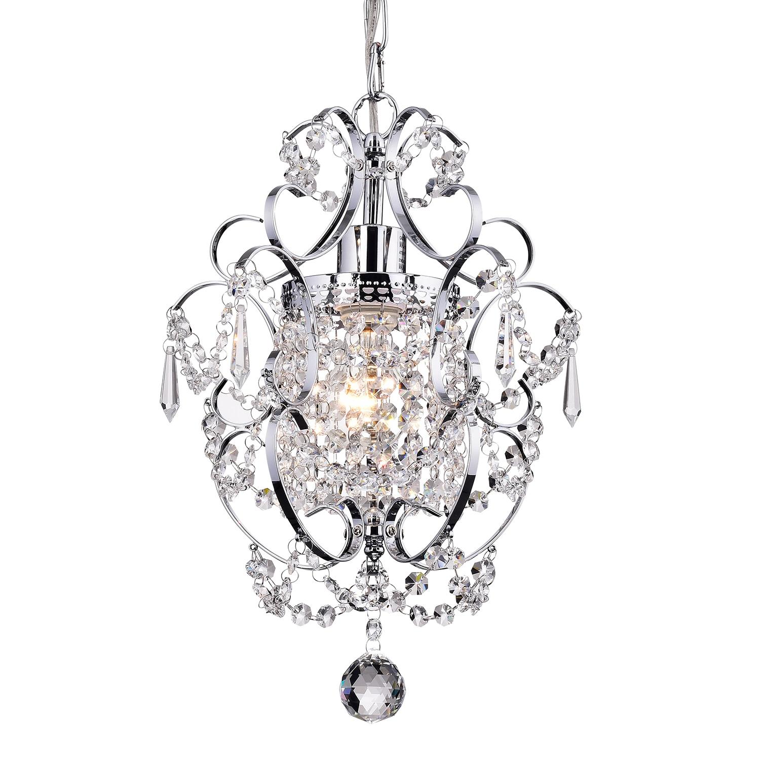 Edvivi Lighting Chrome Finish 1-Light Glam Mini Pendant with Crystal