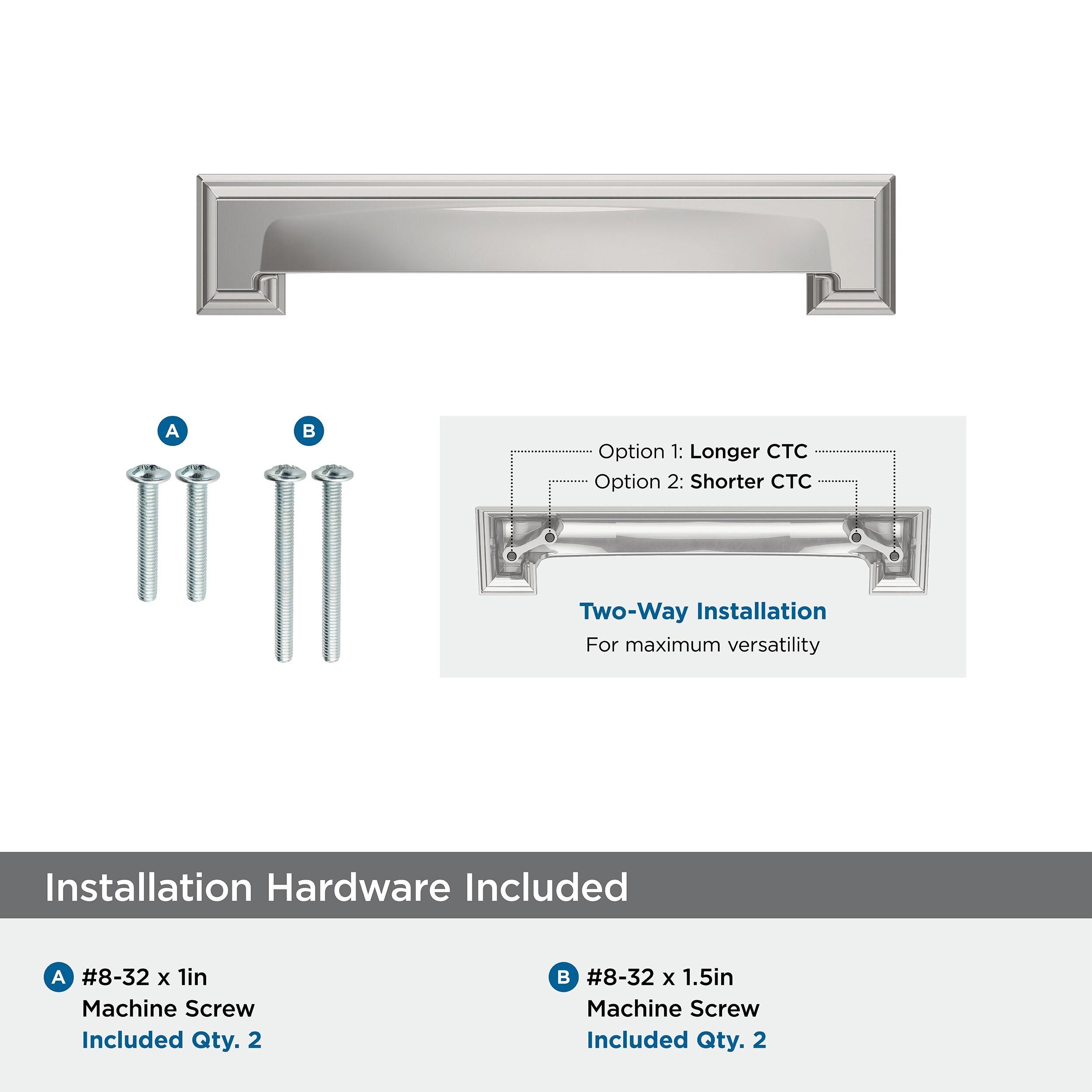 Amerock Appoint 5-1/16 inch or 6-5/16 inch (128mm or 160mm) Center-to-Center Polished Chrome Cabinet Cup Pull