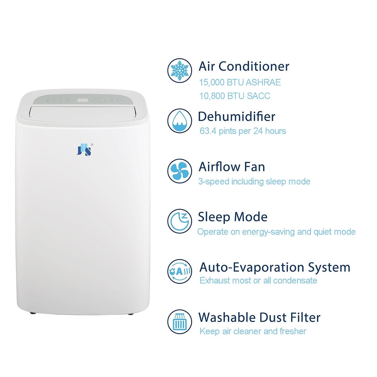 JHS JHS 10,800 BTU DOE Portable Air Conditioner for Home with Dehumidifier for Rooms up to 550 Sq. Ft.