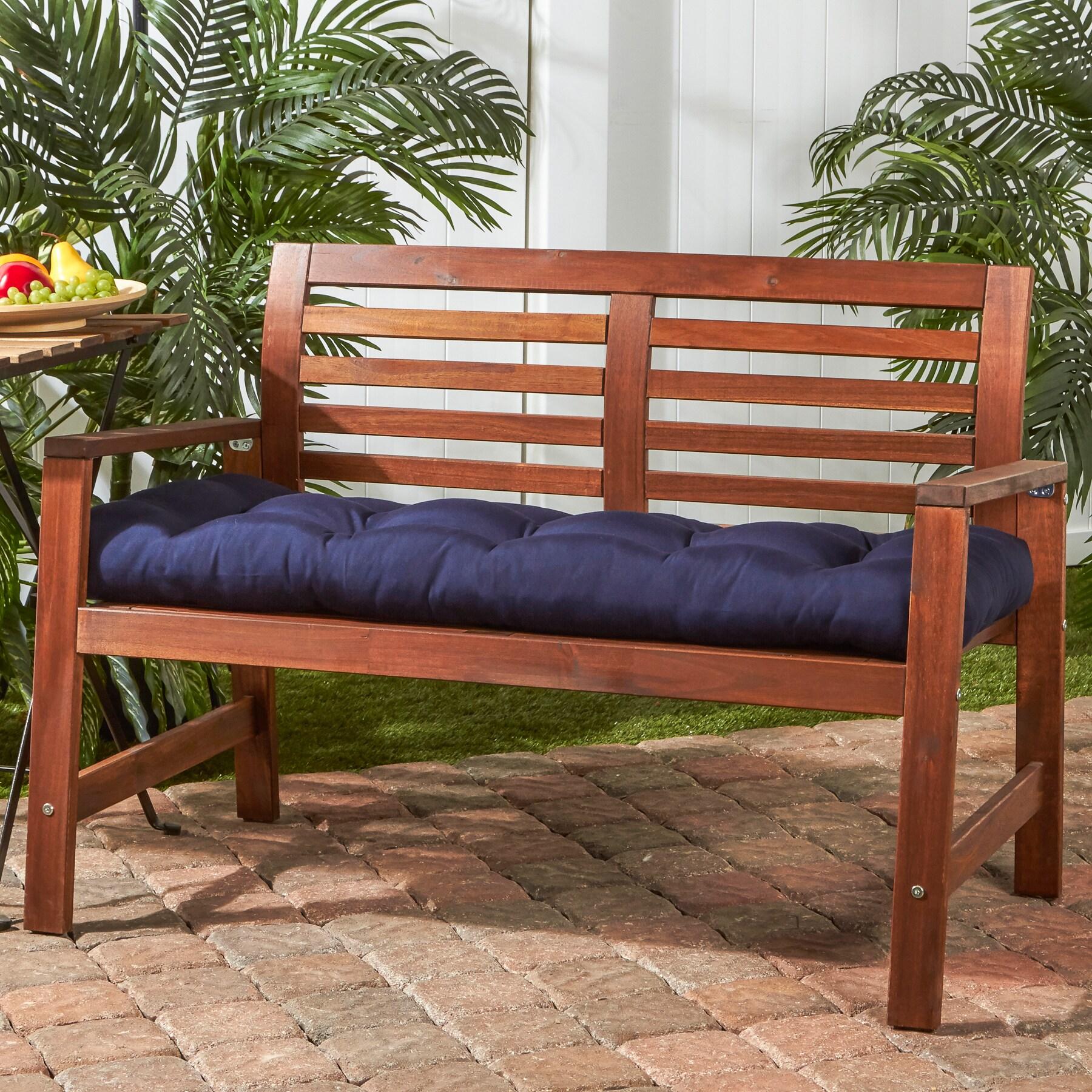 Greendale Home Fashions Navy 51 x 18 in. Outdoor Reversible Tufted Bench Cushion