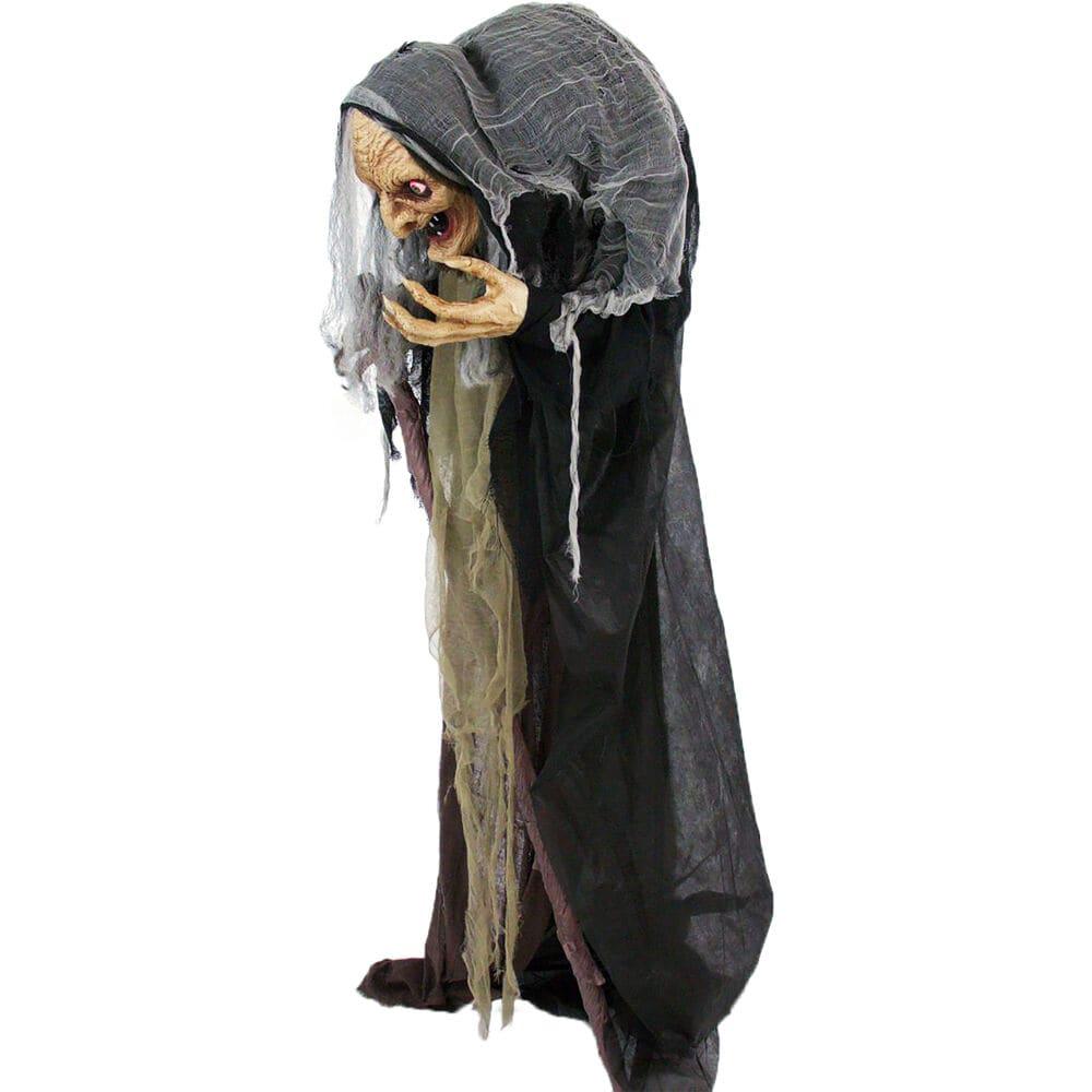 Haunted Hill Farm Life-Size Poseable Witch with Lights and Sound, Indoor/Covered Outdoor Halloween Decoration