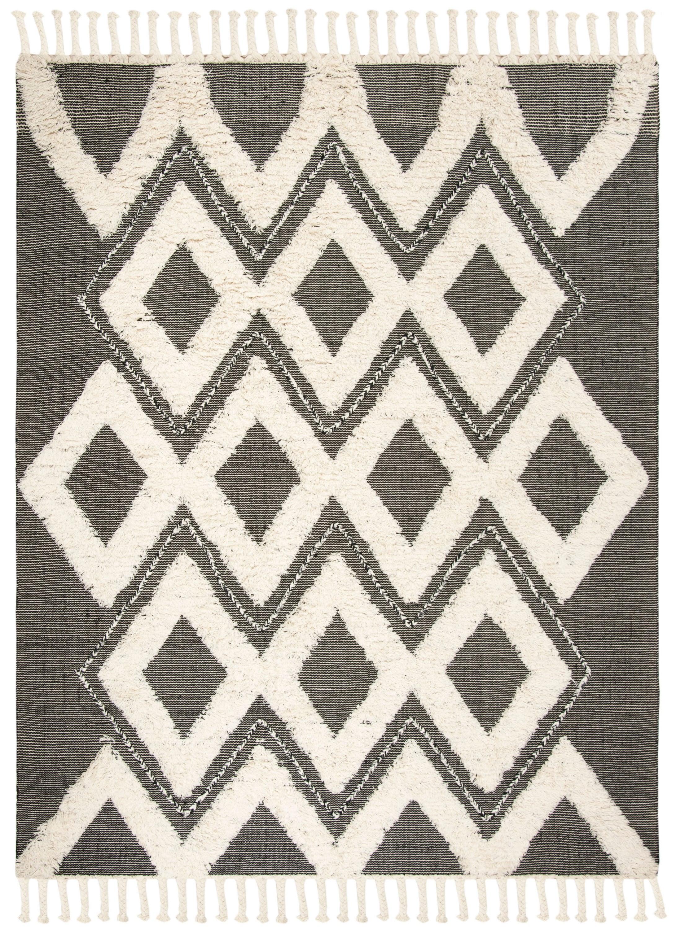 Kenya KNY903 Hand Knotted Area Rug - Black/Ivory - 8'9"x11'9" - Safavieh.