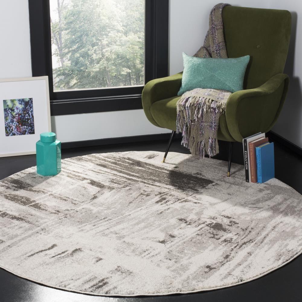 Adirondack ADR133 Machine Made Indoor Area Rug - Ivory/Grey - 7' Round - Safavieh