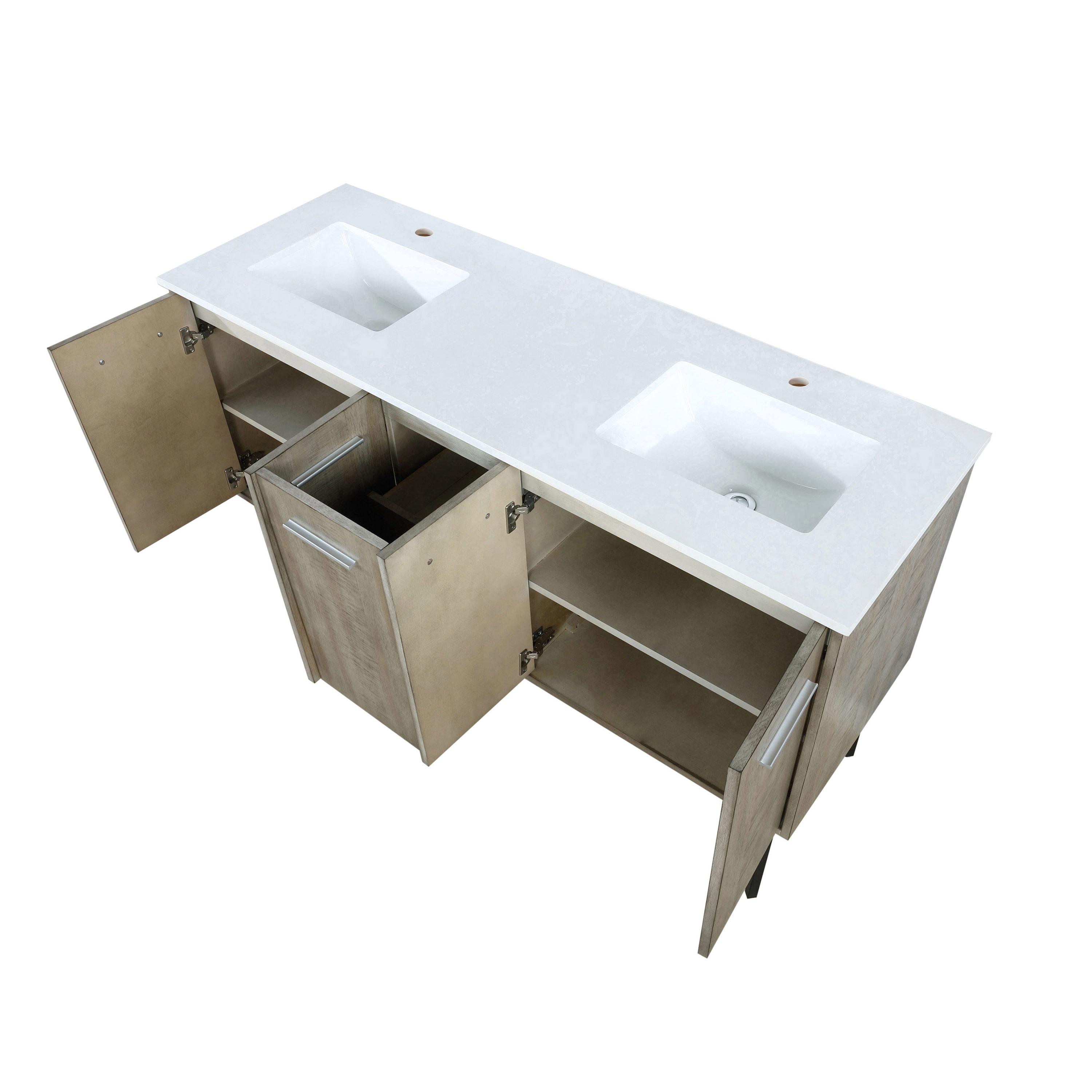 Lancy 60'' Double Bathroom Vanity with Cultured Marble Top