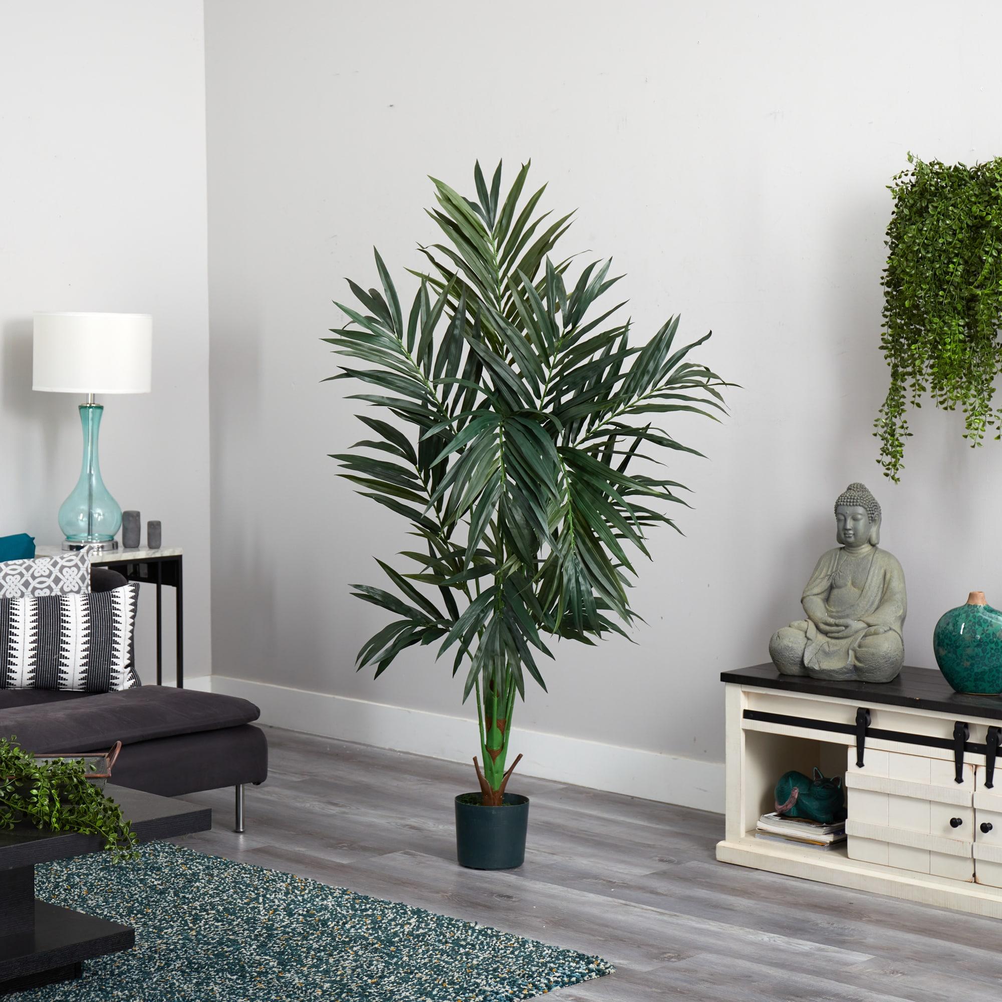 6-Foot Green Silk Palm Tree in Black Plastic Pot