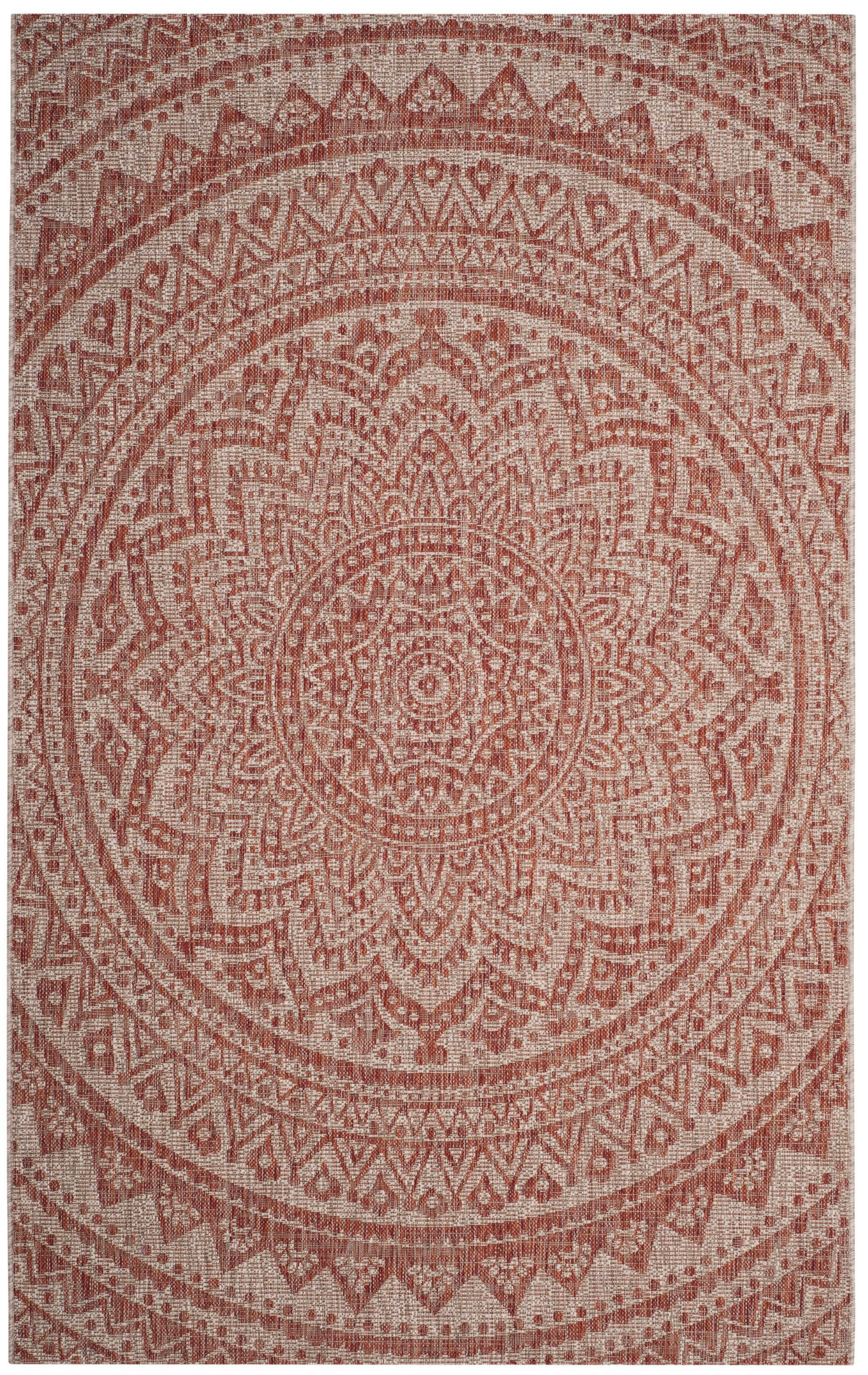 Courtyard CY8734 Power Loomed Indoor and Outdoor Area Rug - Light Beige/Terracotta - 4'x5'7" - Safavieh