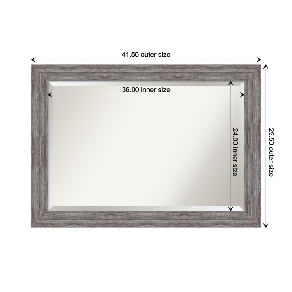 Pinstripe Plank Grey Rectangular Vanity Wall Mirror 42"x30"