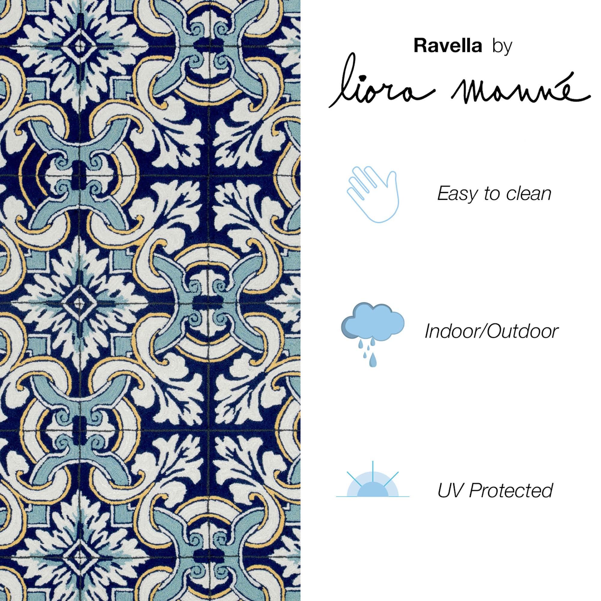 Liora Manne Ravella Floral Tile Indoor/Outdoor Rug Navy 3'6" x 5'6"