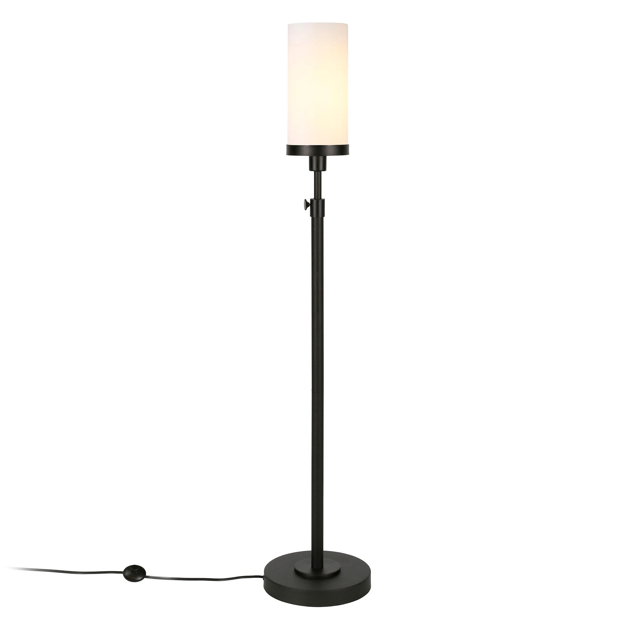 Evelyn&Zoe Frieda 66" Tall Floor Lamp with Glass Shade in Blackened Bronze/White Milk