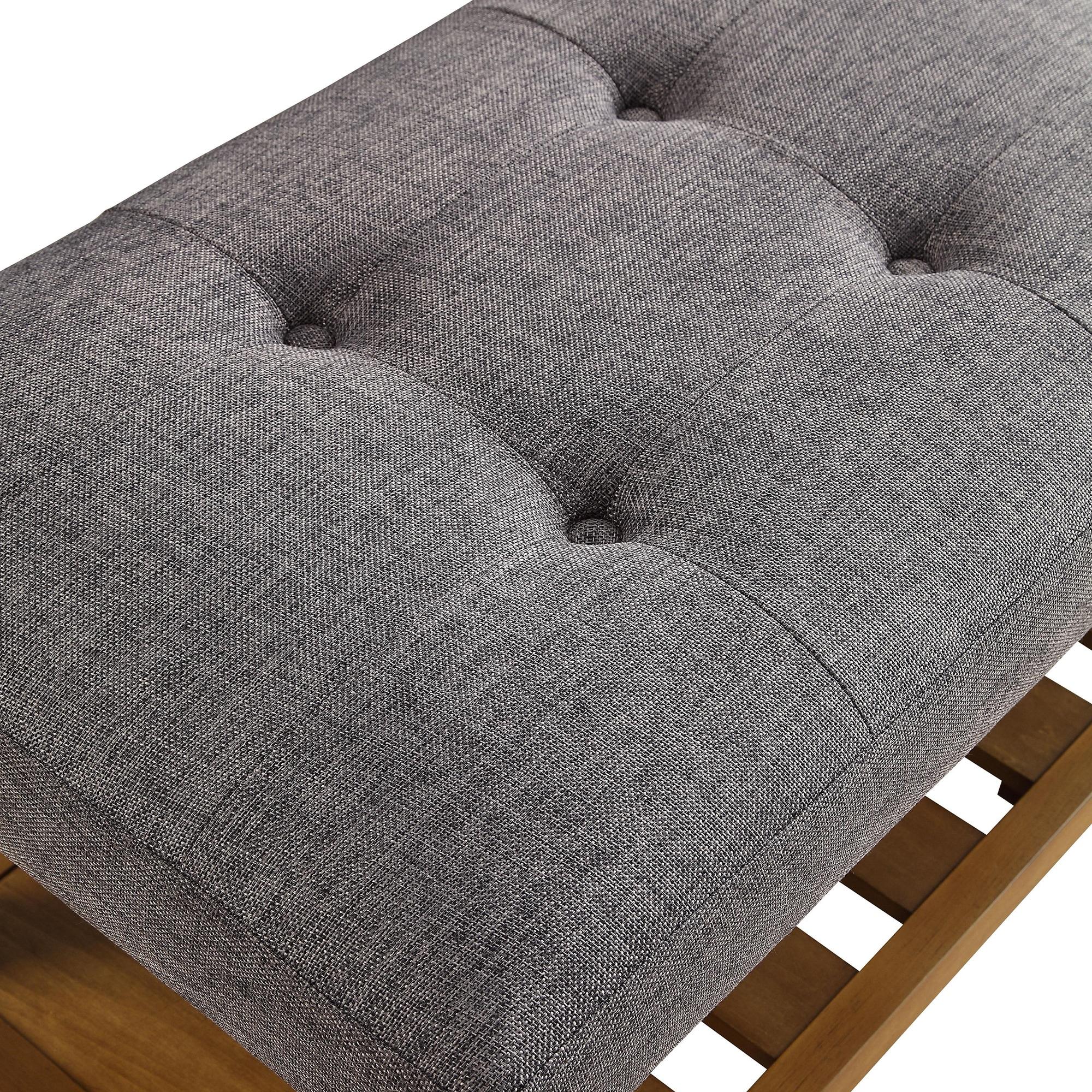 Benzara Wooden Bench, Gray & Oak