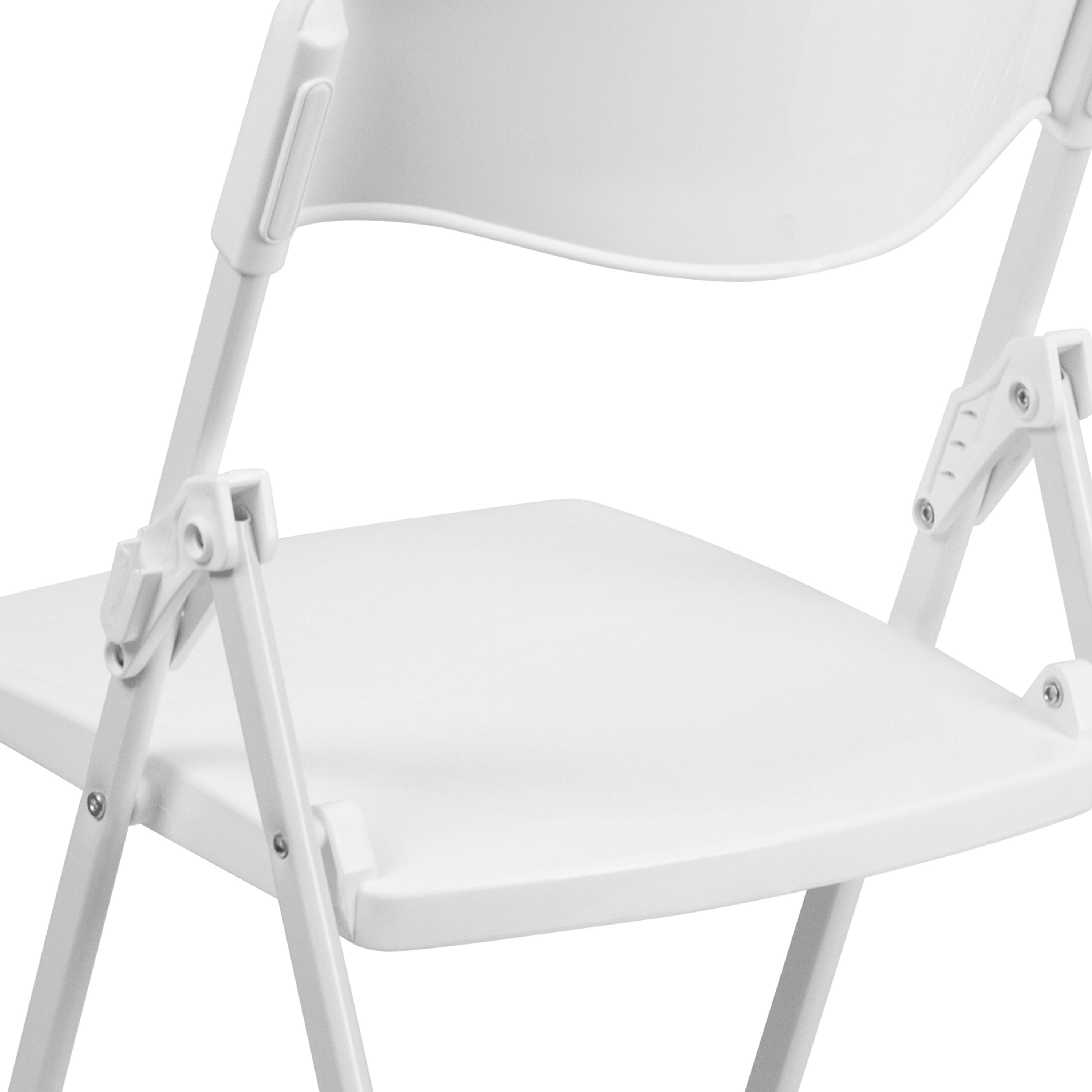 Flash Furniture 2 Pack HERCULES Series 500 lb. Capacity Heavy Duty White Plastic Folding Chair with Built-in Ganging Brackets