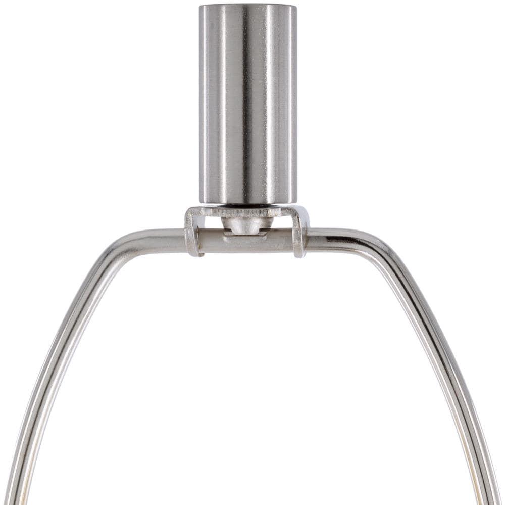 Becker Polished Silver Metal and Natural Marble Floor Lamp with White Linen Shade