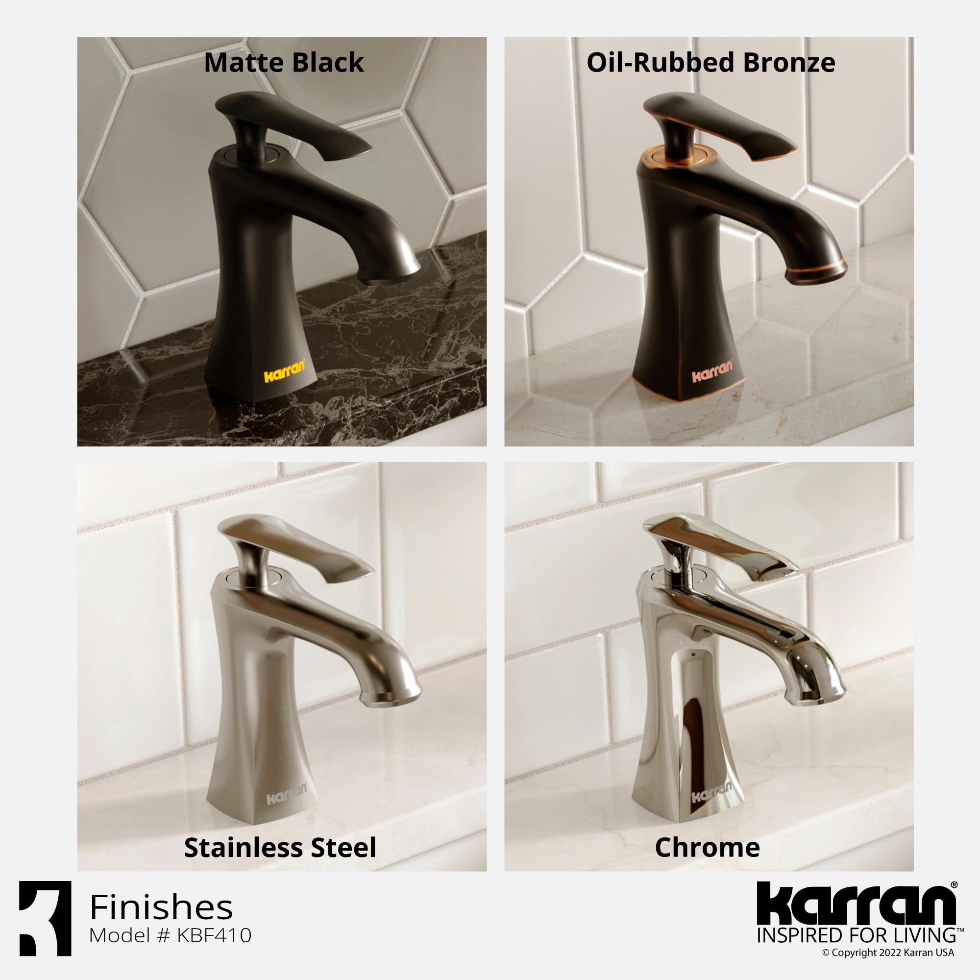 Karran Woodburn Single Handle Single Hole Basin Bathroom Faucet With Matching Pop-up Drain