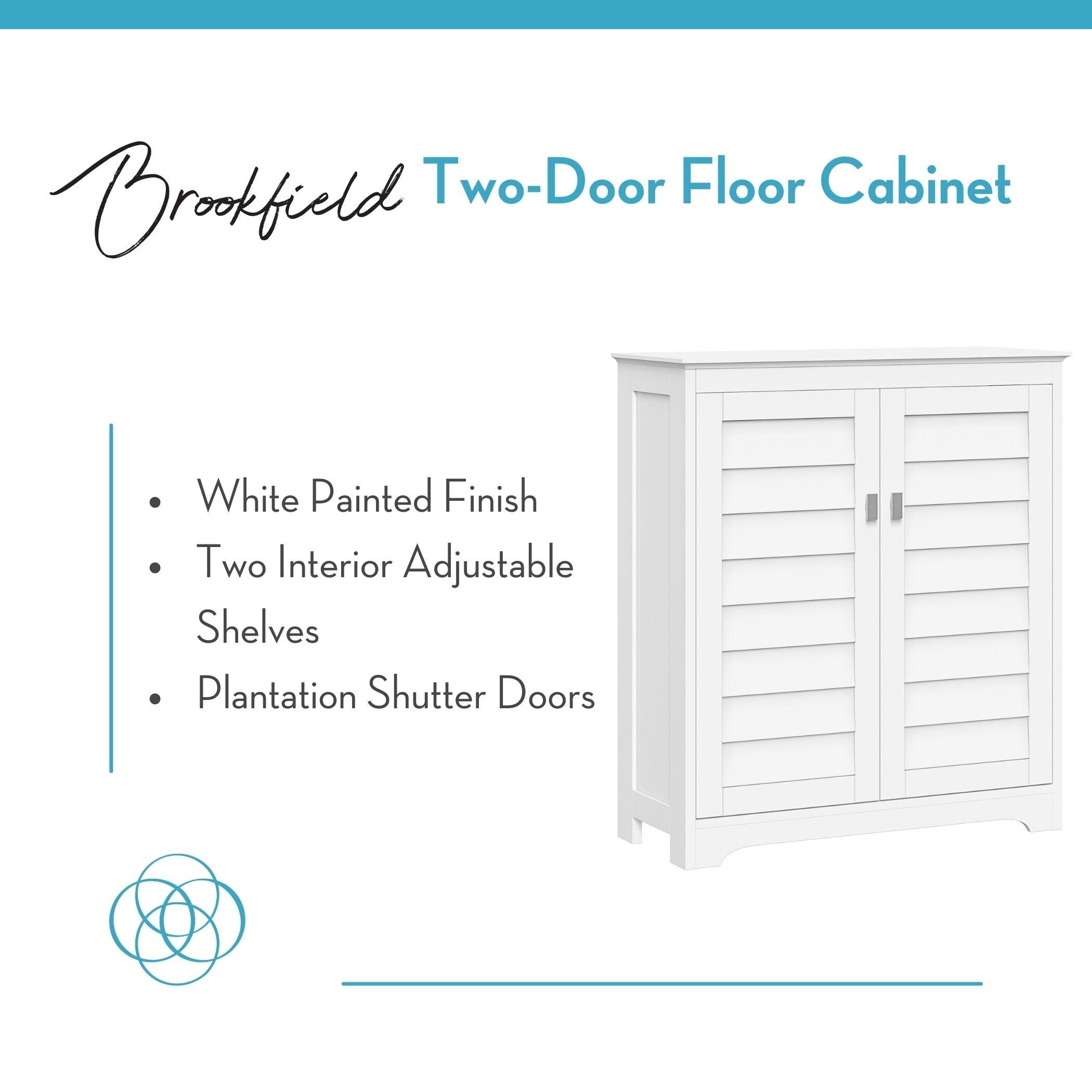 RiverRidge Brookfield Two-Door Floor Bathroom and Laundry Storage Cabinet and Organizer with Adjustable Shelves - White