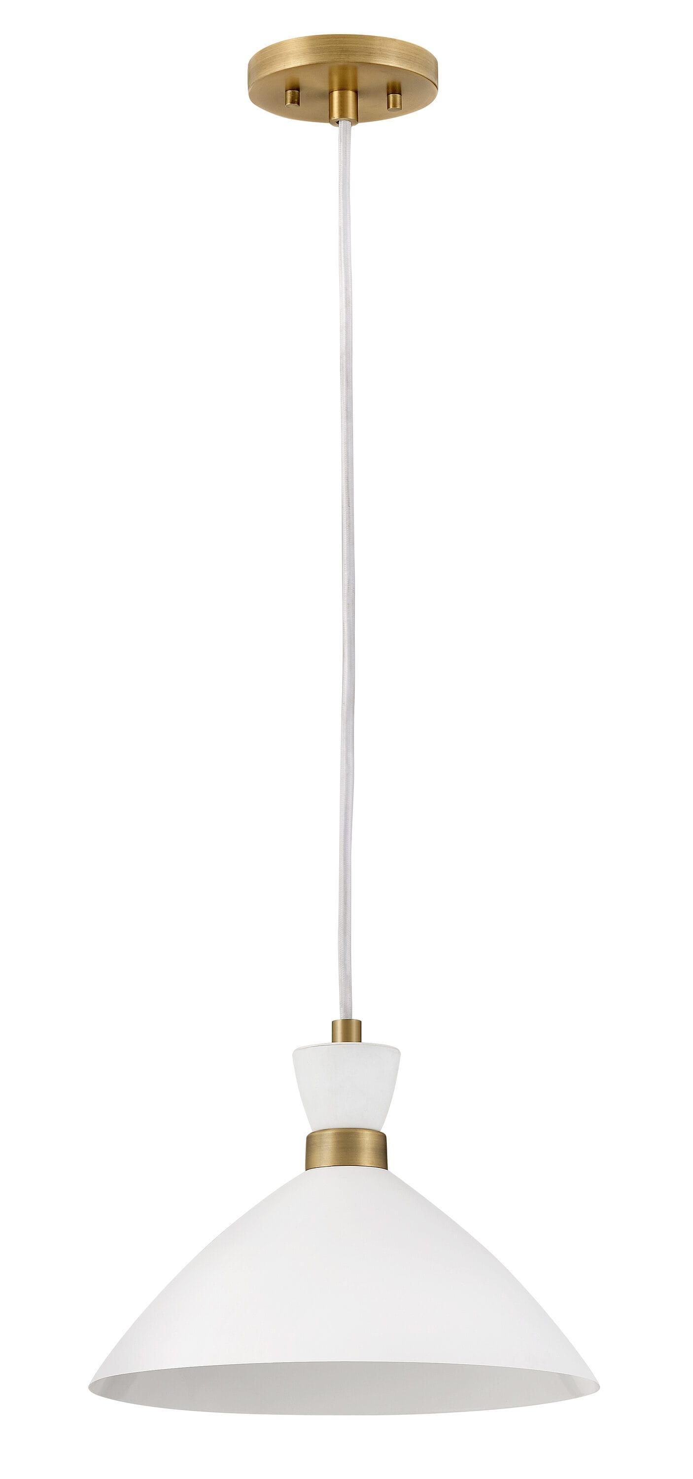 Lark Simon 1 - Light Pendant in  Matte White/Heritage Brass