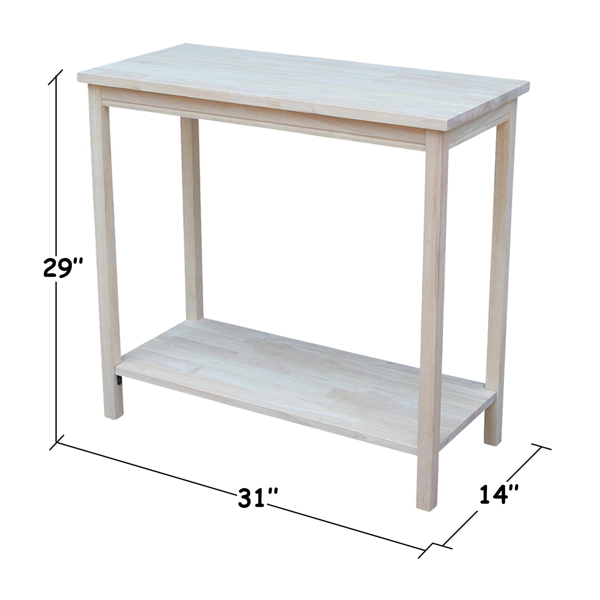 International Concepts 29" Rectangular Portman Accent Table Unfinished : Hardwood Furniture, Fixed Shelf, Dry Dust Care