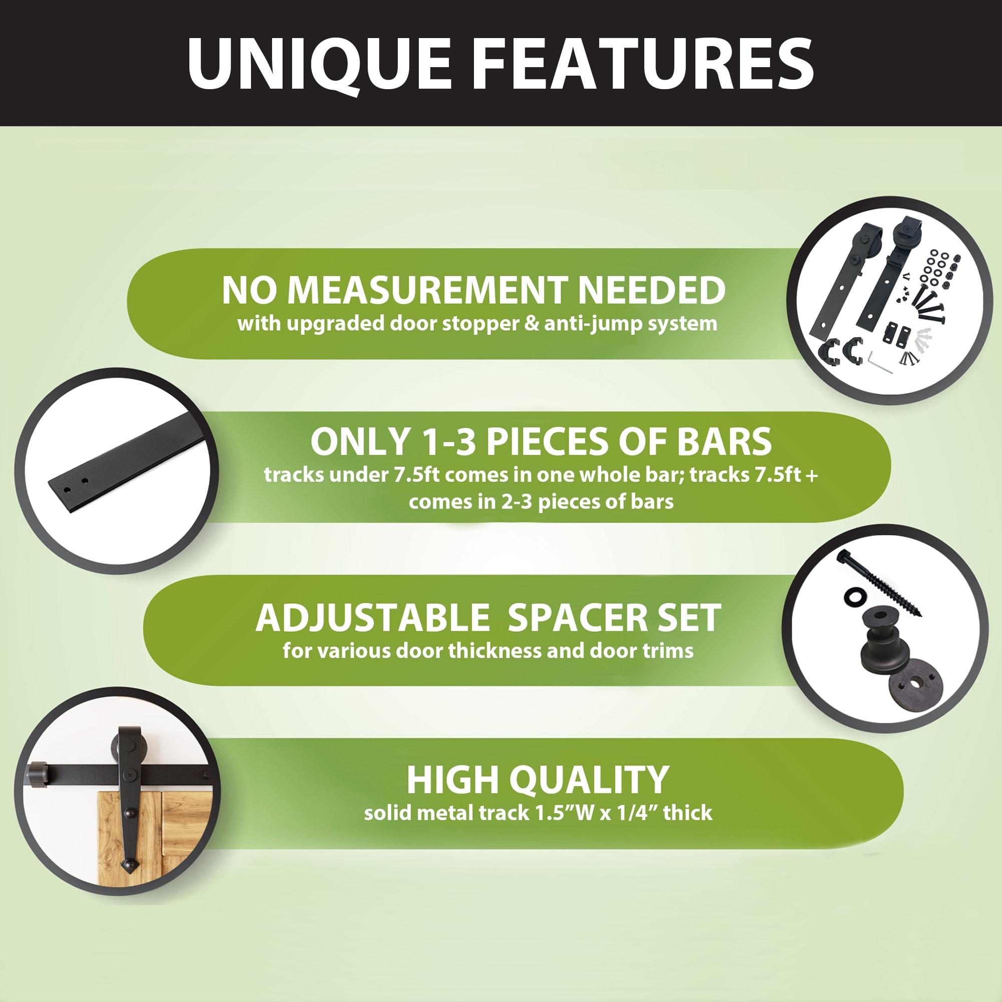 Homacer Black Rustic Sliding Barn Door Hardware Kit, for Two Doors, 7ft Long Flat Track, Classic Design Roller, Heavy Duty, for Interior Use(Doors Not Included)