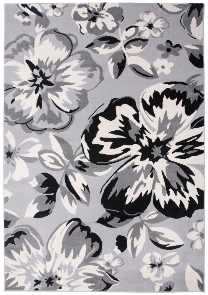 World Rug Gallery Modern Floral Design Gray 7'6" x 9'5" Area Rug