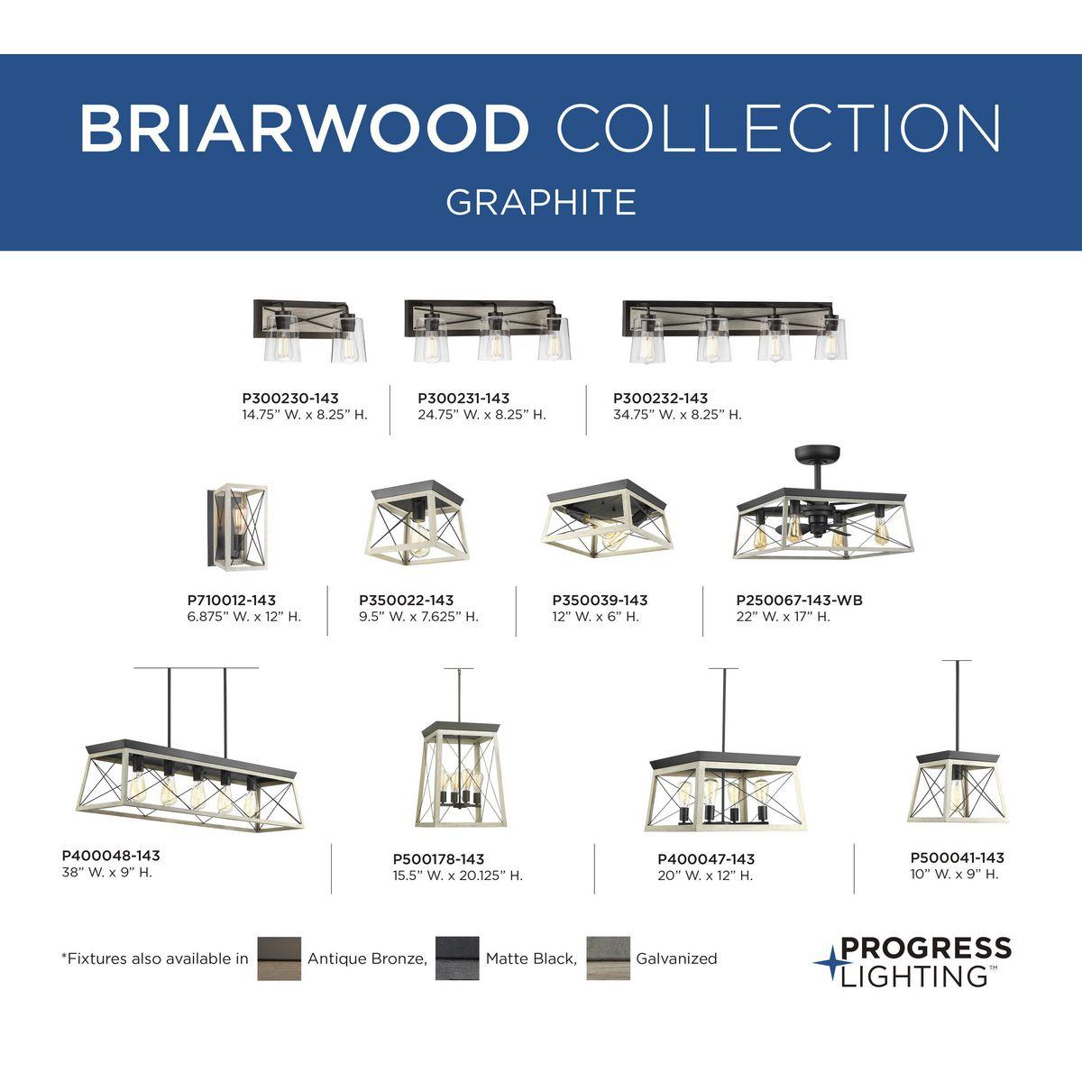 Progress Lighting Briarwood 4-Light Foyer Pendant, Textured Black, No Shade